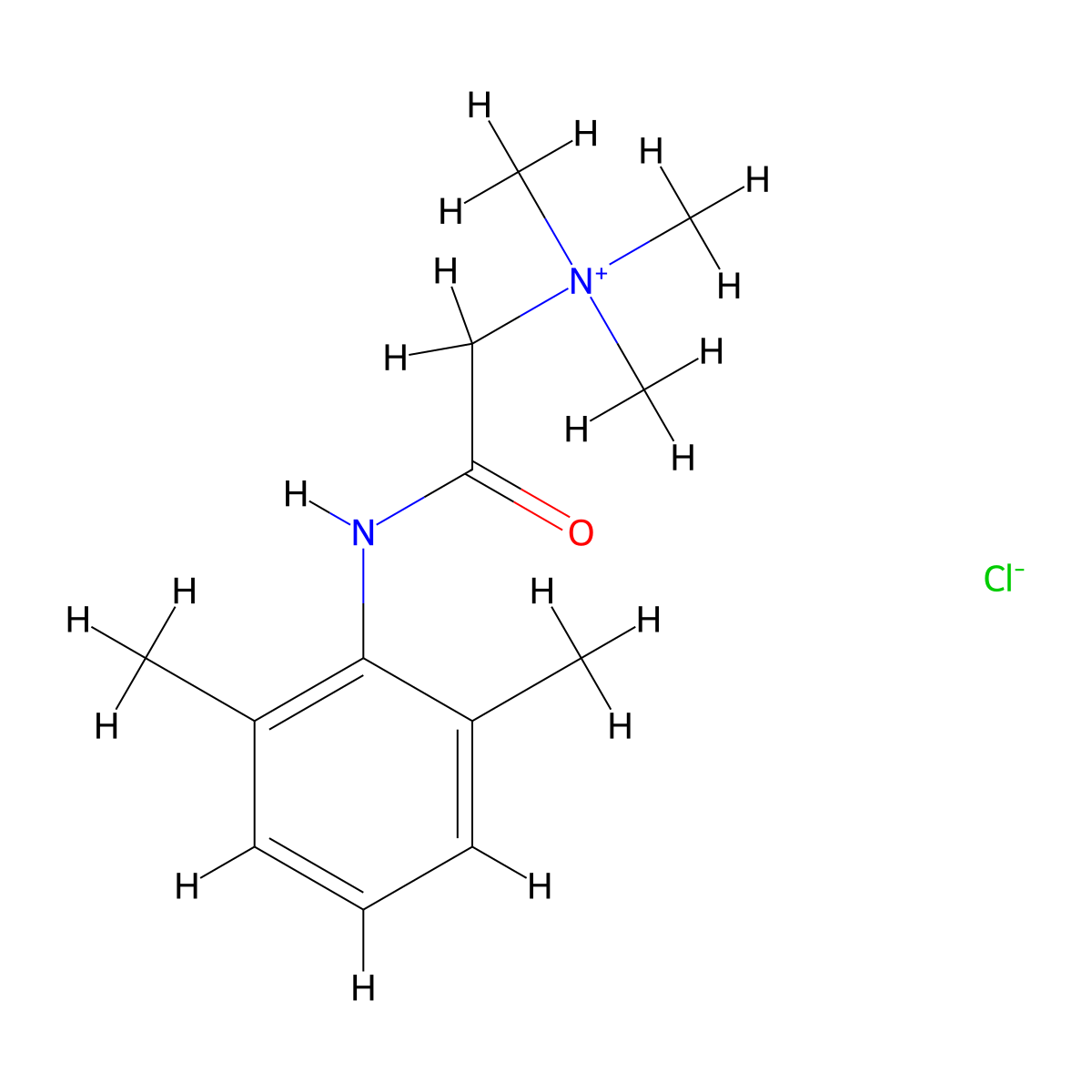 Lidocaine N-methyl hydrochloride molecular structure, CAS 5369-00-6