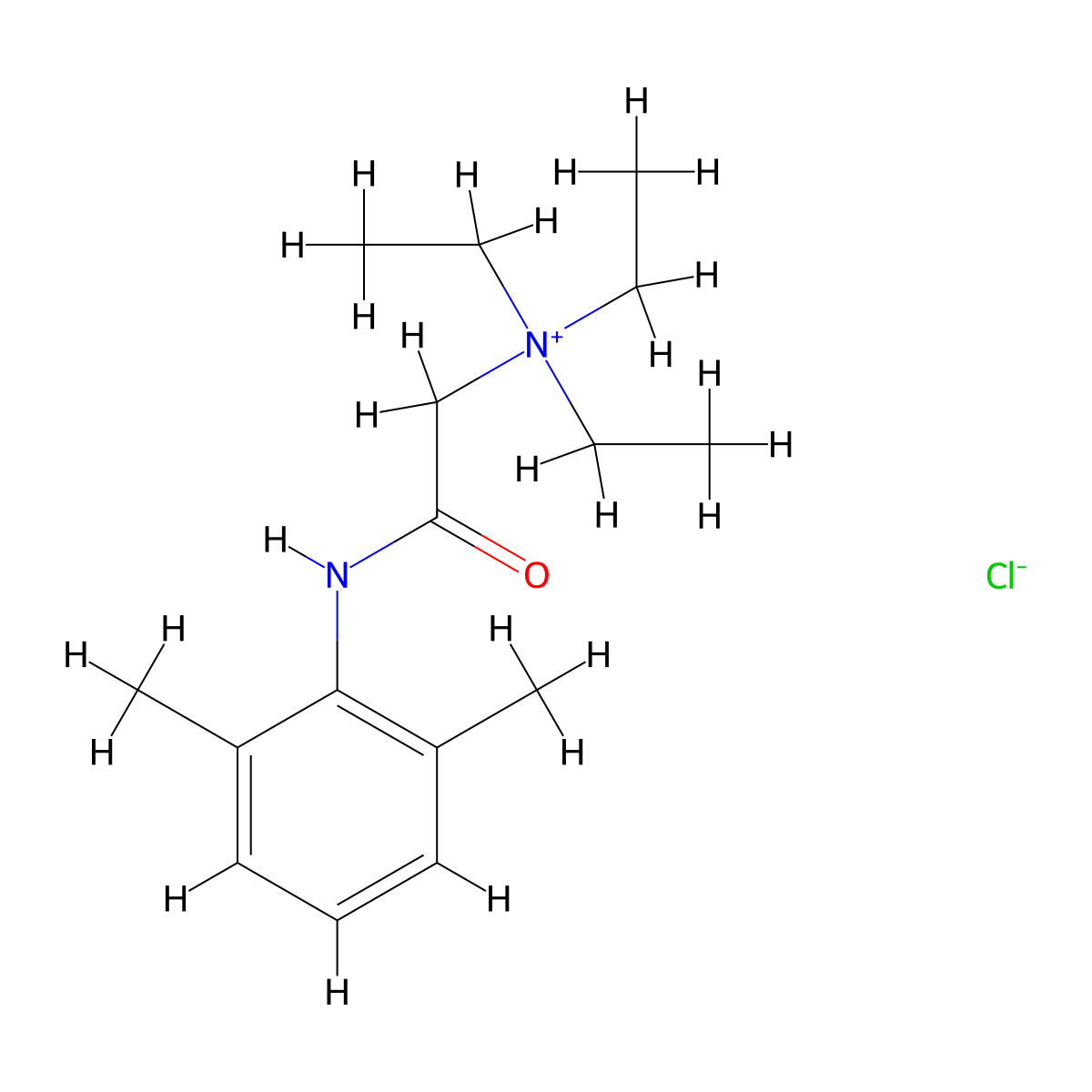 Ammonium, triethyl((2,6-xylylcarbamoyl)methyl)-, chloride molecular structure, CAS 5369-03-9