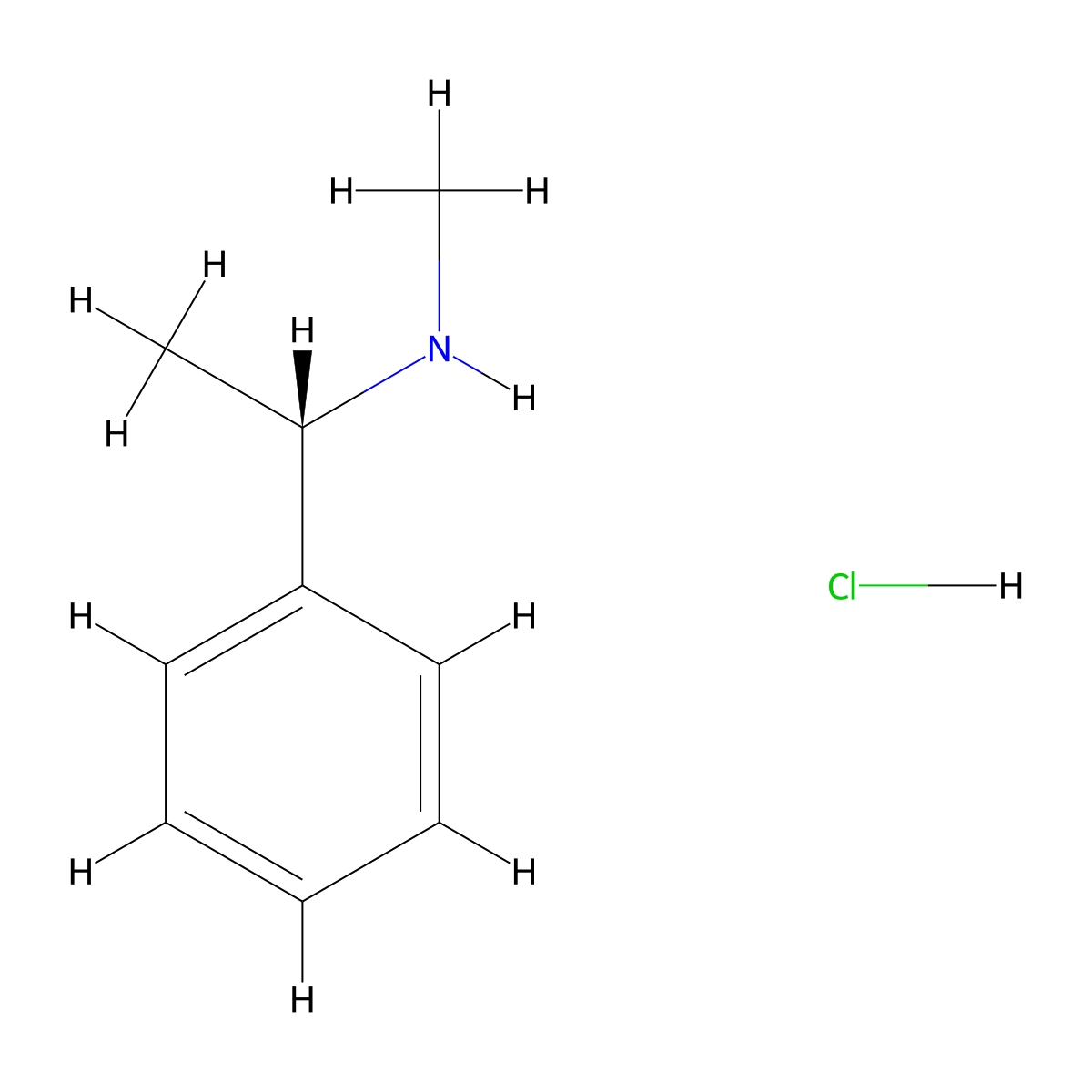 N-Methyl-1-phenylethylamine hydrochloride, (S)- molecular structure, CAS 53690-44-1