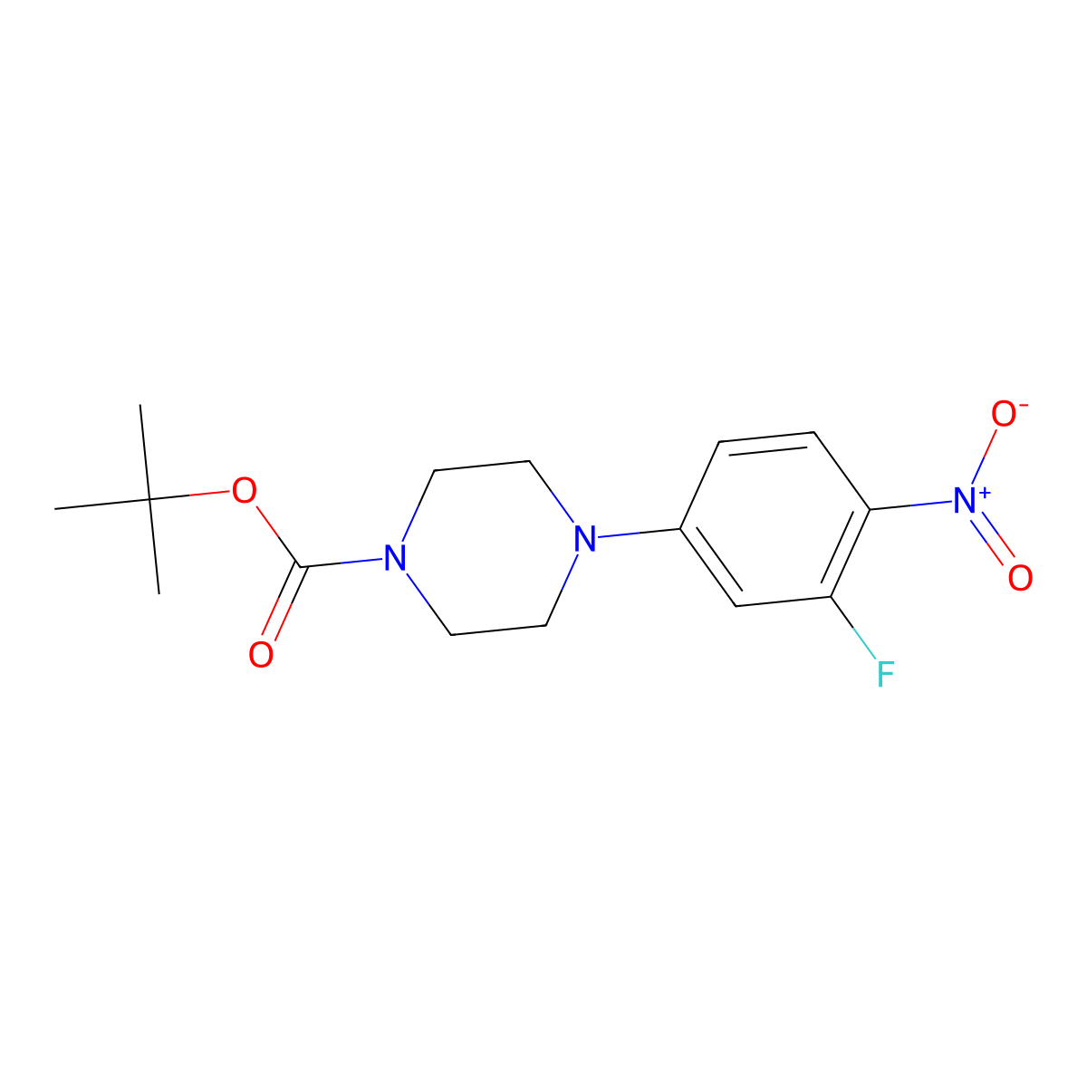 Tert-butyl 4-(3-fluoro-4-nitrophenyl)piperazine-1-carboxylate molecular structure, CAS 536977-31-8