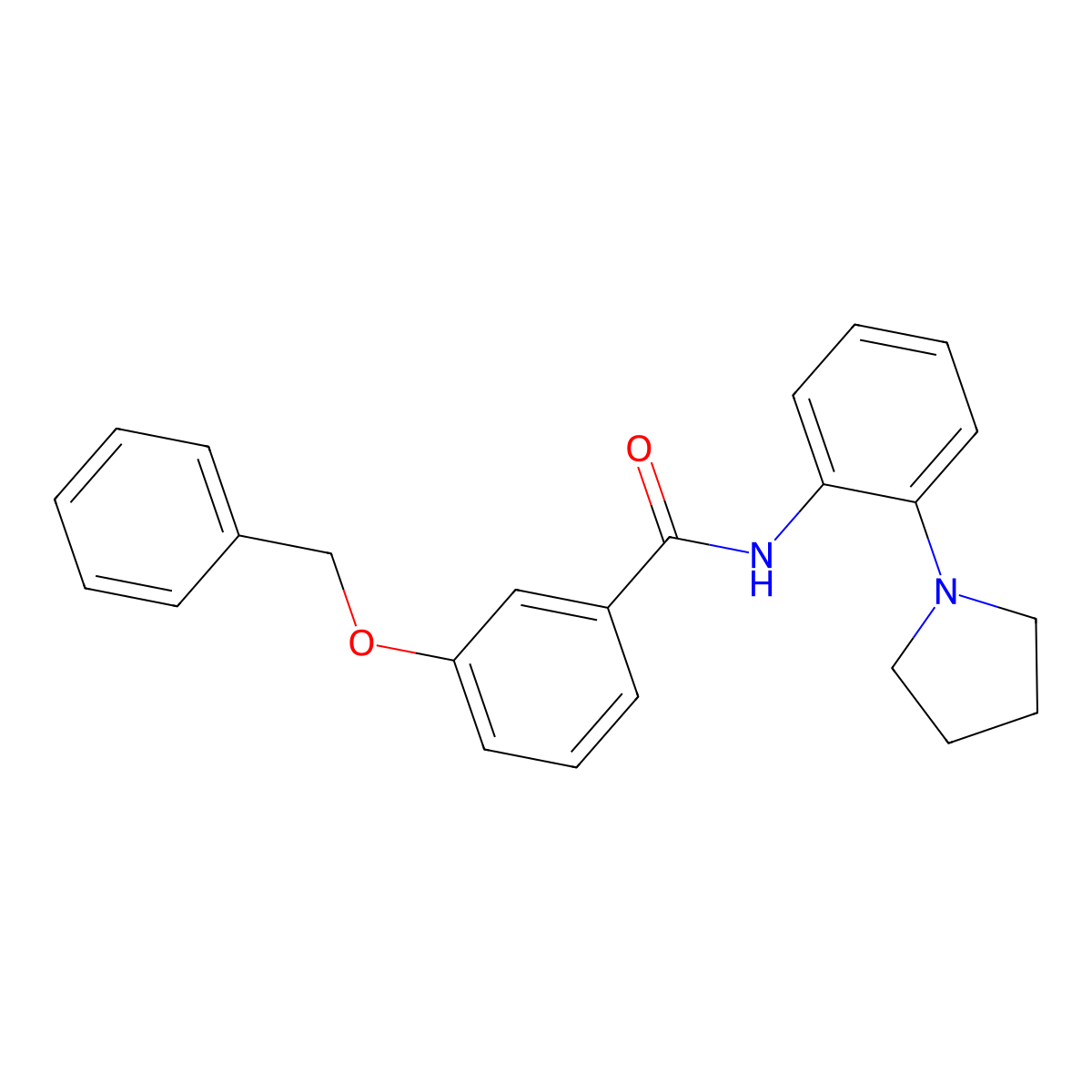 3-phenylmethoxy-N-(2-pyrrolidin-1-ylphenyl)benzamide molecular structure, CAS 536977-82-9