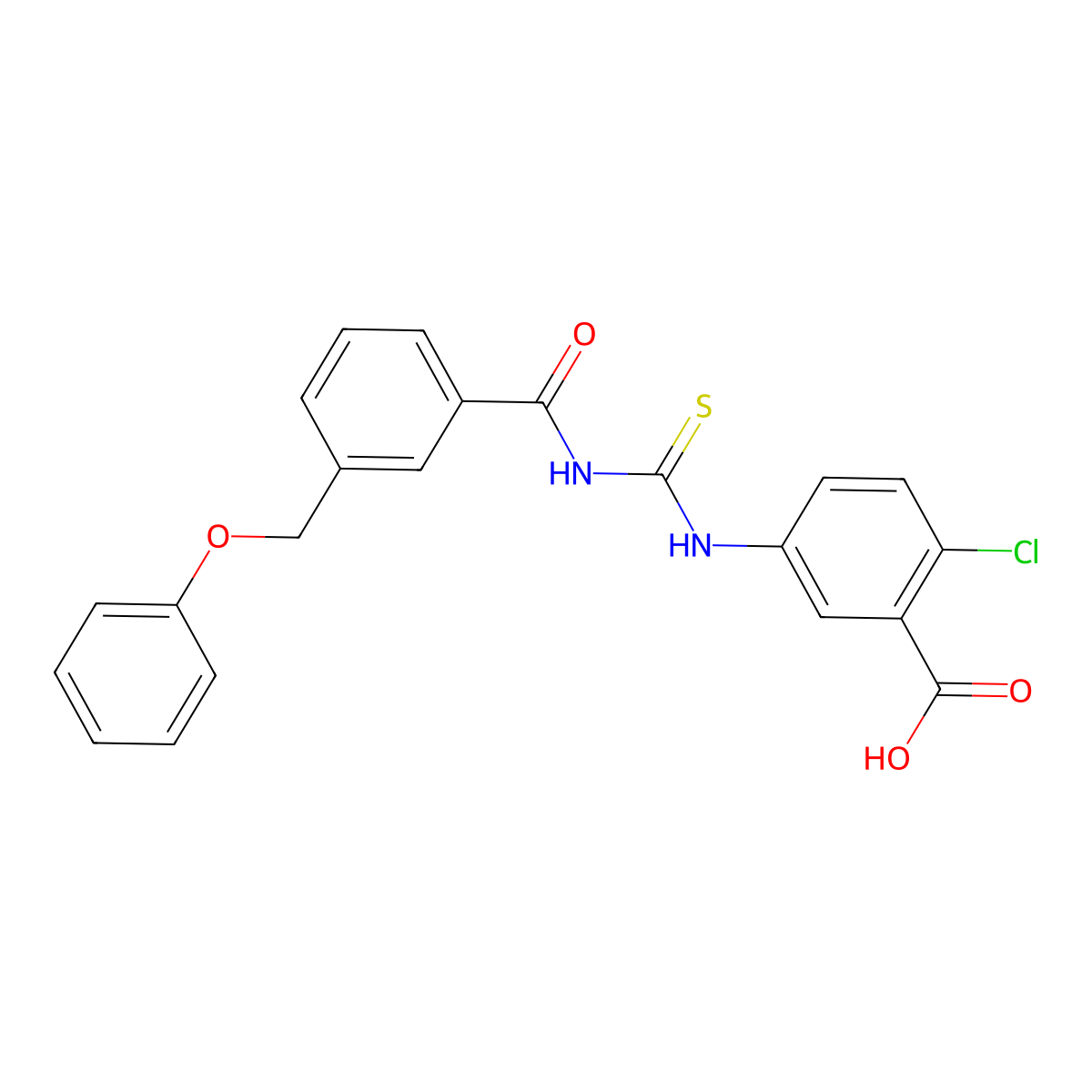 2-Chloro-5-[[3-(phenoxymethyl)benzoyl]carbamothioylamino]benzoic acid molecular structure, CAS 536978-16-2