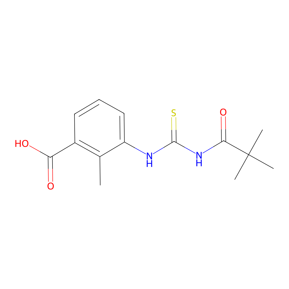 3-{[(2,2-Dimethylpropanoyl)carbamothioyl]amino}-2-methylbenzoic acid molecular structure, CAS 536980-27-5