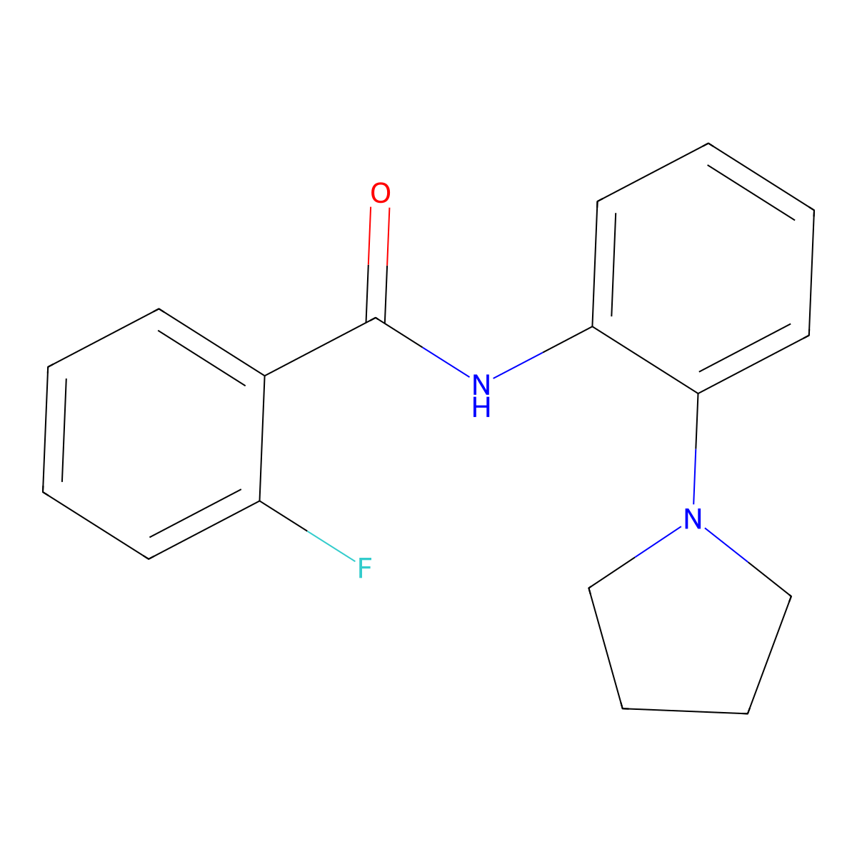 2-fluoro-N-(2-pyrrolidin-1-ylphenyl)benzamide molecular structure, CAS 536980-46-8