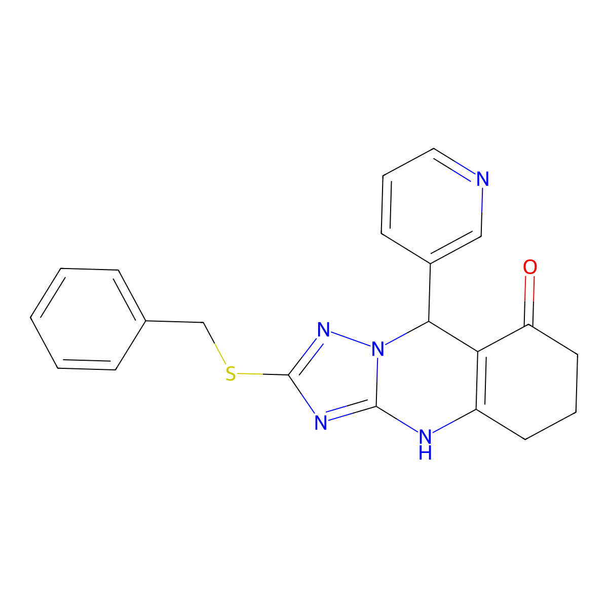 2-(benzylsulfanyl)-9-(3-pyridinyl)-5,6,7,9-tetrahydro[1,2,4]triazolo[5,1-b]quinazolin-8(4H)-one molecular structure, CAS 536981-18-7
