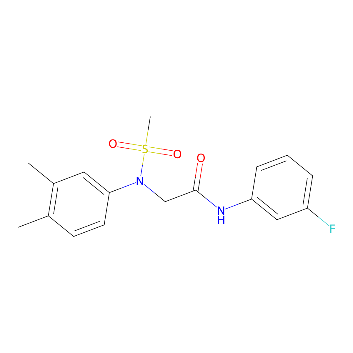 2-(3,4-dimethyl-N-methylsulfonylanilino)-N-(3-fluorophenyl)acetamide molecular structure, CAS 536981-66-5