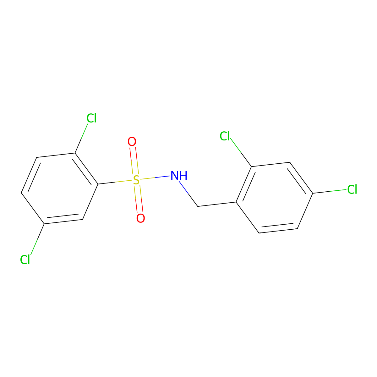 2,5-dichloro-N-[(2,4-dichlorophenyl)methyl]benzenesulfonamide molecular structure, CAS 536982-94-2