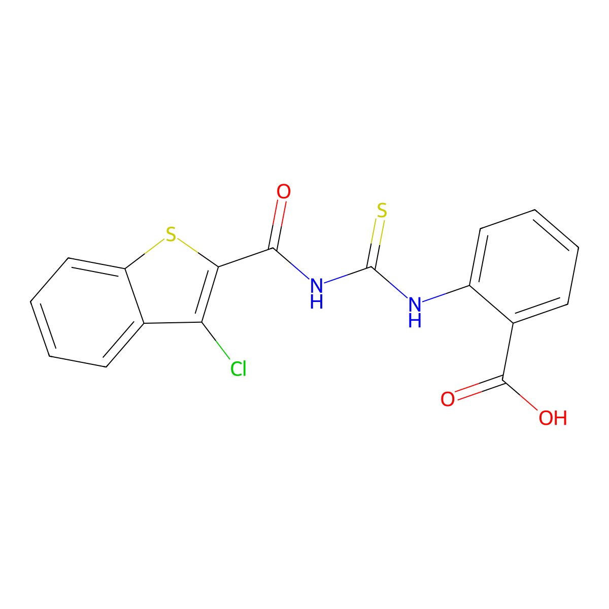 2-[({[(3-Chloro-1-benzothien-2-yl)carbonyl]amino}carbonothioyl)amino]benzoic acid molecular structure, CAS 536983-44-5