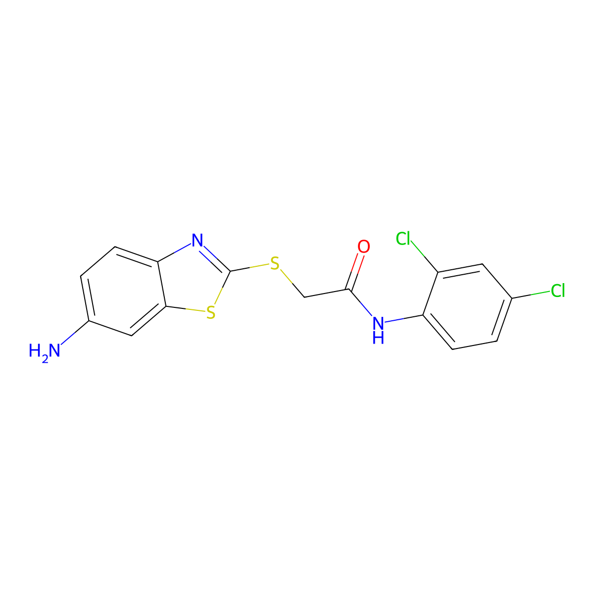 2-[(6-amino-1,3-benzothiazol-2-yl)sulfanyl]-N-(2,4-dichlorophenyl)acetamide molecular structure, CAS 536984-13-1