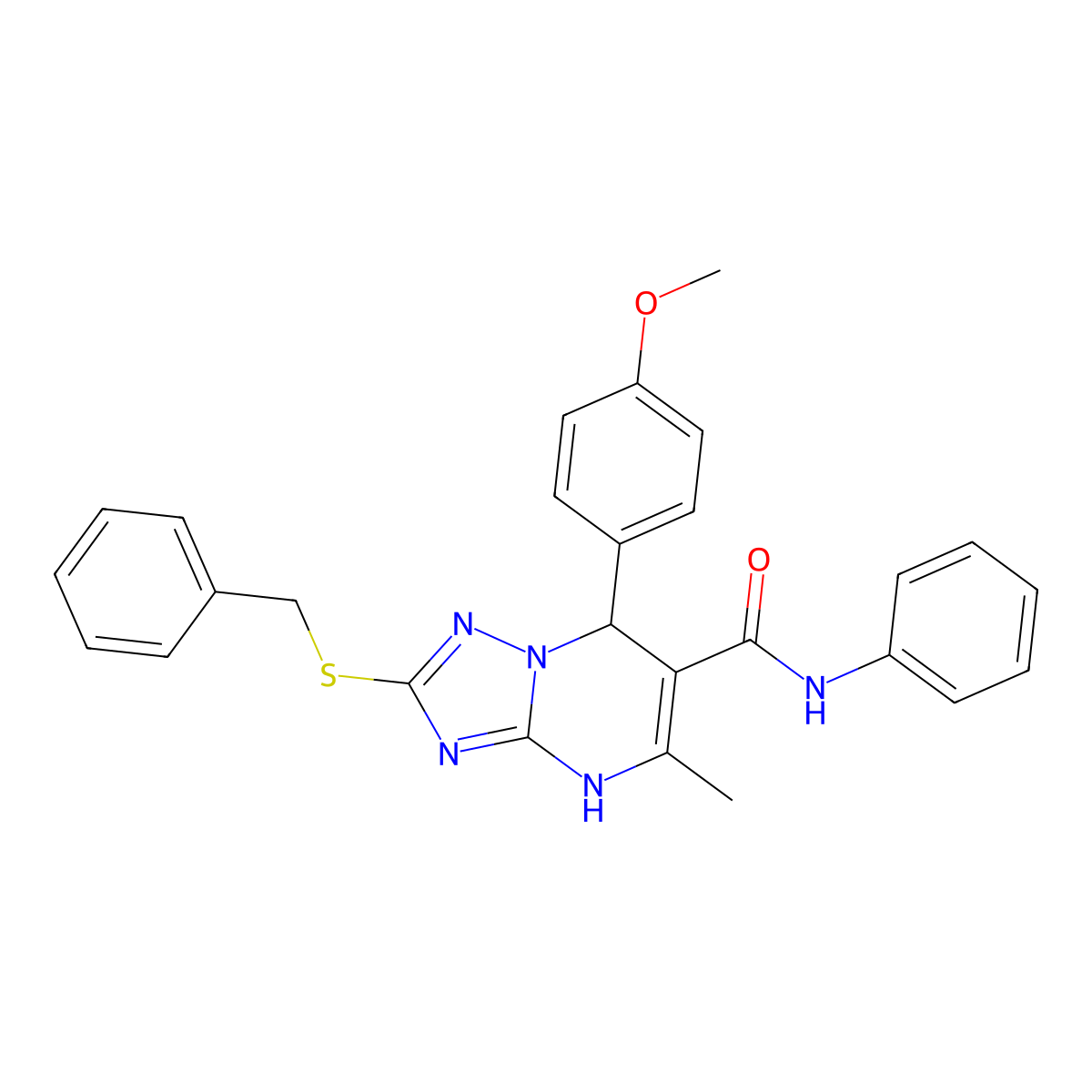 2-(benzylthio)-7-(4-methoxyphenyl)-5-methyl-N-phenyl-4,7-dihydro-[1,2,4]triazolo[1,5-a]pyrimidine-6-carboxamide molecular structure, CAS 536984-82-4
