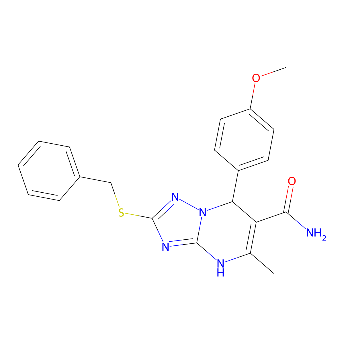 2-(Benzylthio)-7-(4-methoxyphenyl)-5-methyl-4,7-dihydro-[1,2,4]triazolo[1,5-a]pyrimidine-6-carboxamide molecular structure, CAS 536984-93-7