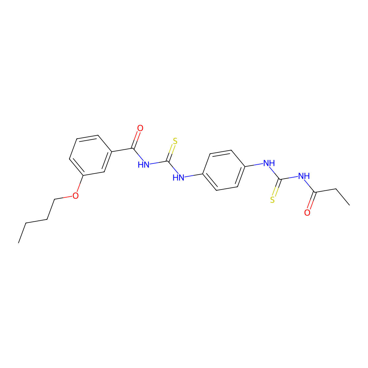 3-butoxy-N-[[4-(propanoylcarbamothioylamino)phenyl]carbamothioyl]benzamide molecular structure, CAS 536985-64-5