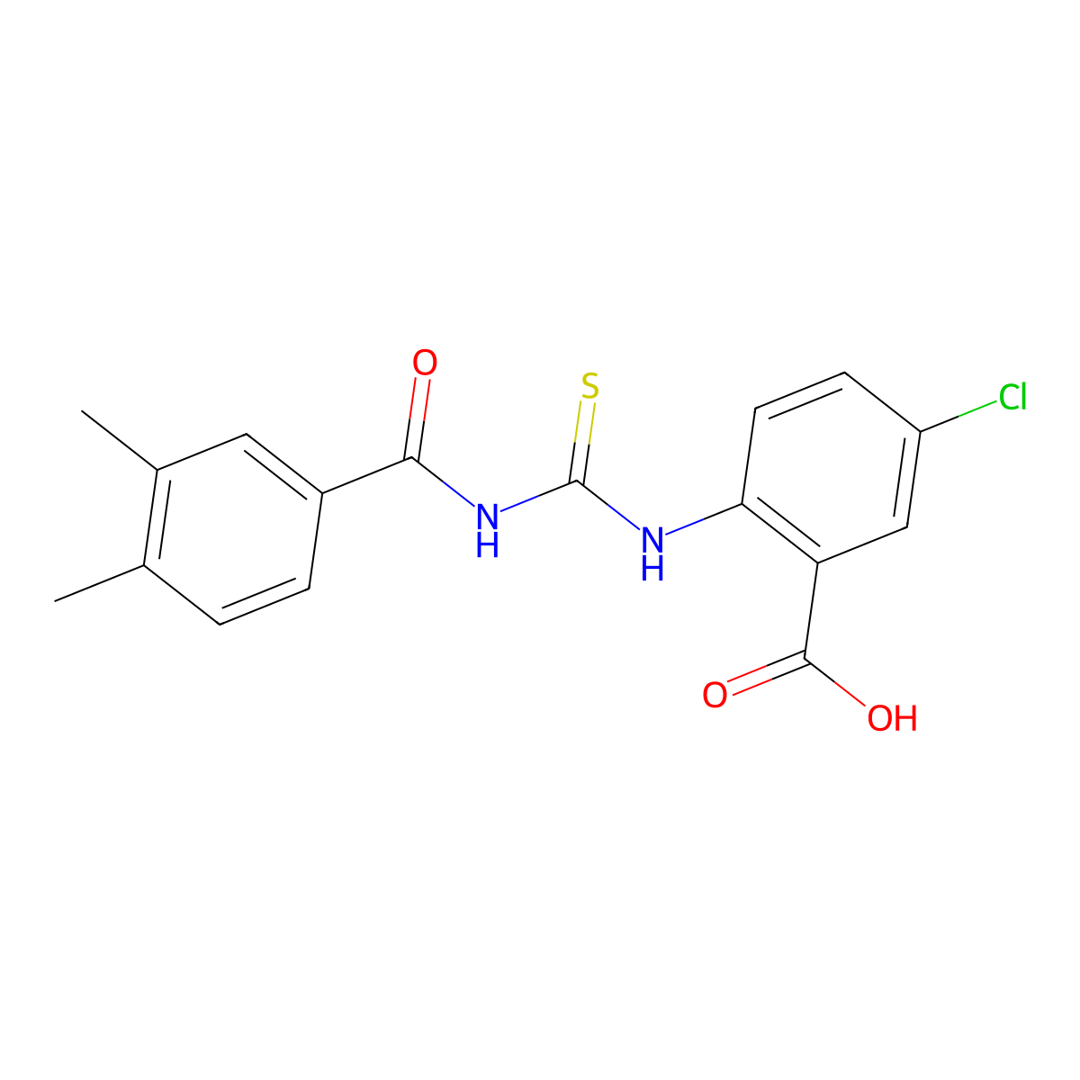 5-Chloro-2-({[(3,4-dimethylphenyl)carbonyl]carbamothioyl}amino)benzoic acid molecular structure, CAS 536987-28-7