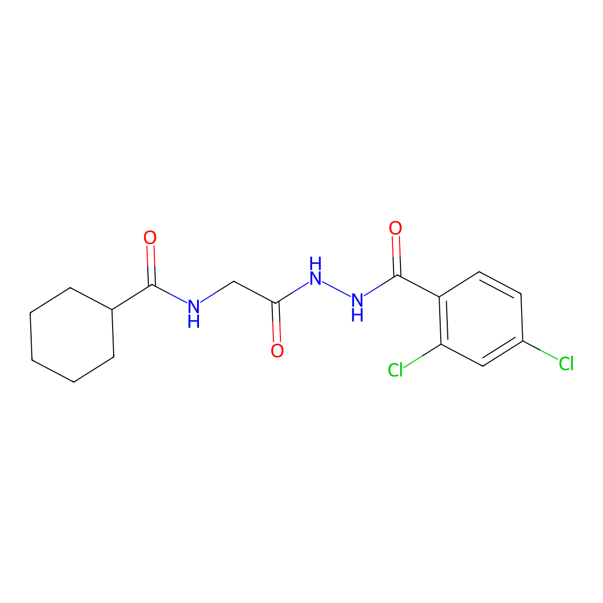 N-[2-[2-(2,4-dichlorobenzoyl)hydrazinyl]-2-oxoethyl]cyclohexanecarboxamide molecular structure, CAS 536995-42-3
