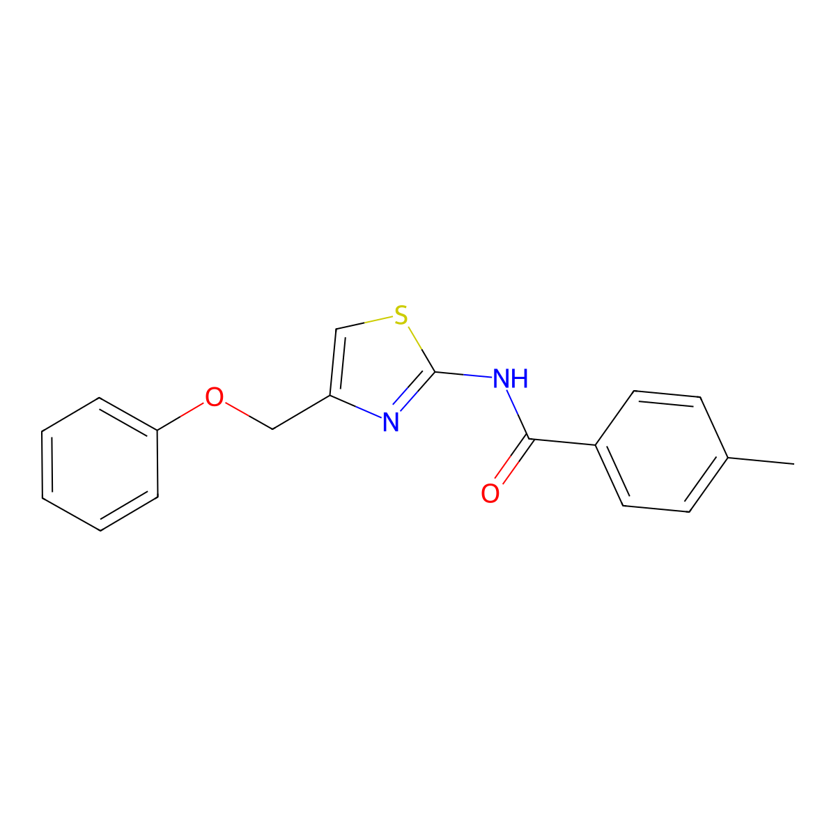 4-methyl-N-[4-(phenoxymethyl)-1,3-thiazol-2-yl]benzamide molecular structure, CAS 536997-38-3