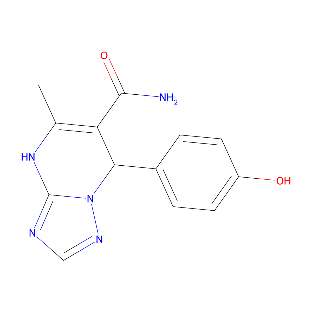 7-(4-Hydroxyphenyl)-5-methyl-4,7-dihydro-[1,2,4]triazolo[1,5-a]pyrimidine-6-carboxamide molecular structure, CAS 536999-10-7