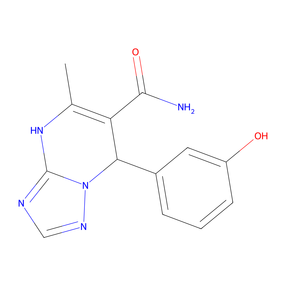 7-(3-Hydroxyphenyl)-5-methyl-4,7-dihydro-[1,2,4]triazolo[1,5-a]pyrimidine-6-carboxamide molecular structure, CAS 536999-11-8