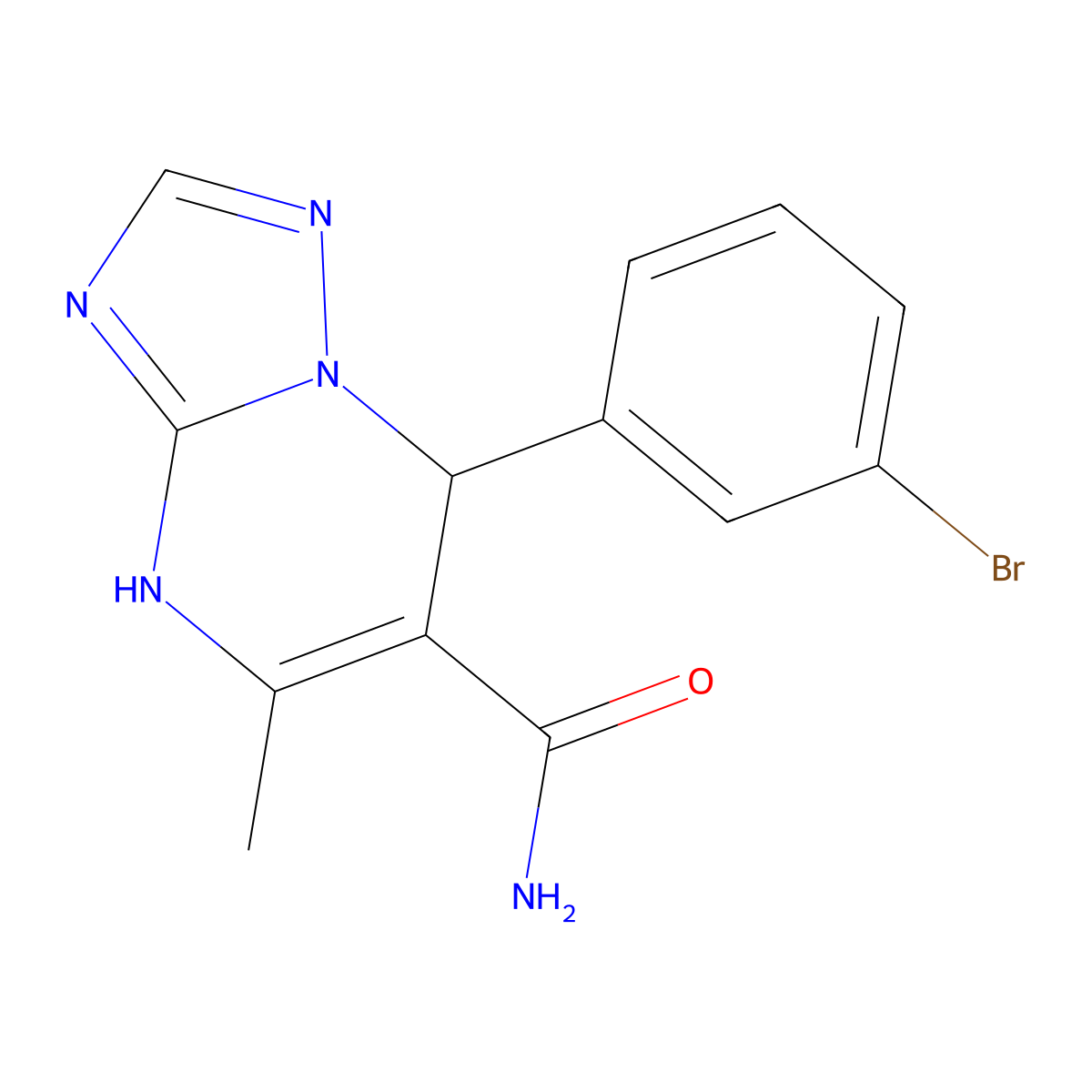 7-(3-Bromophenyl)-5-methyl-4,7-dihydro-[1,2,4]triazolo[1,5-a]pyrimidine-6-carboxamide molecular structure, CAS 536999-25-4