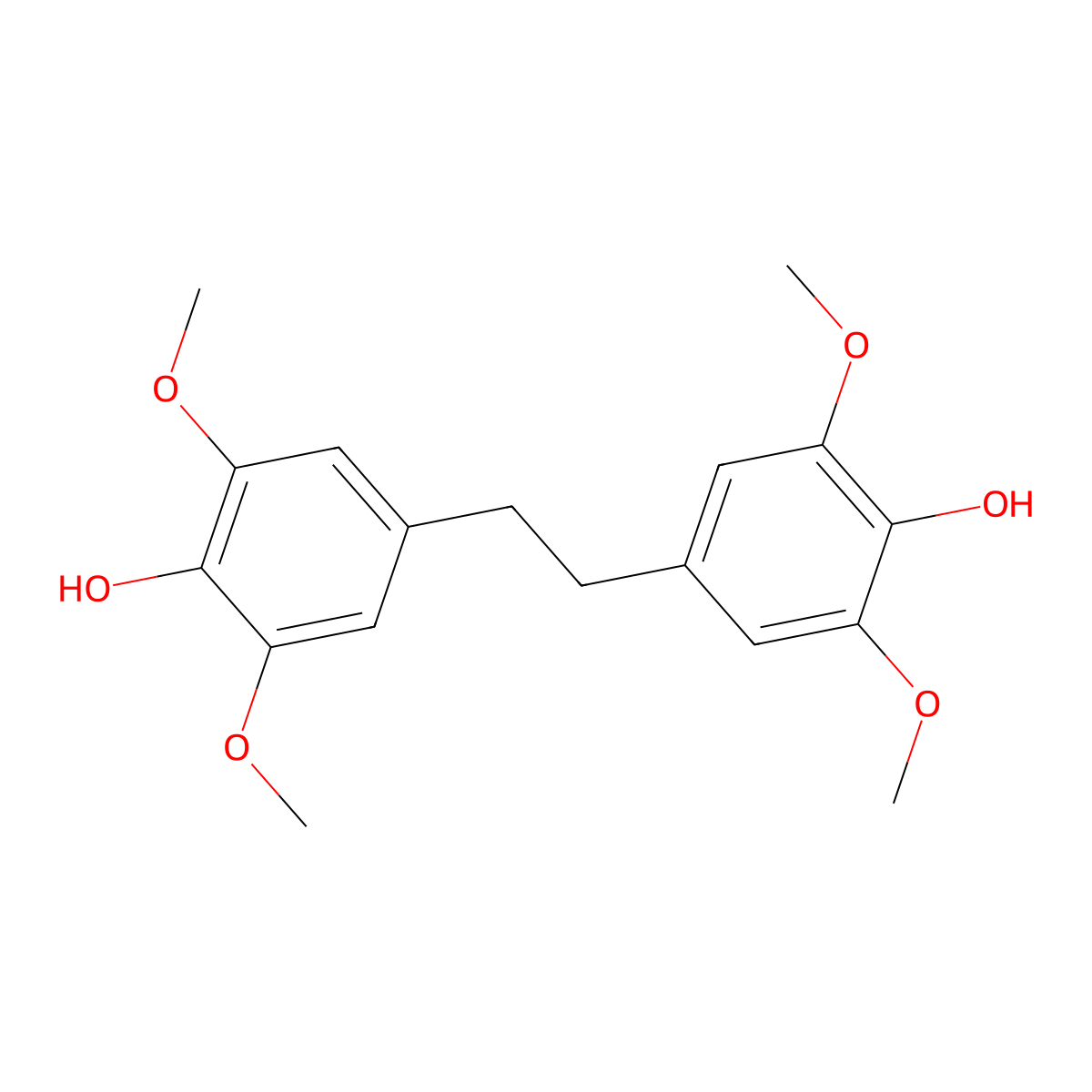 4,4'-(1,2-Ethanediyl)bis[2,6-dimethoxyphenol] molecular structure, CAS 537-35-9