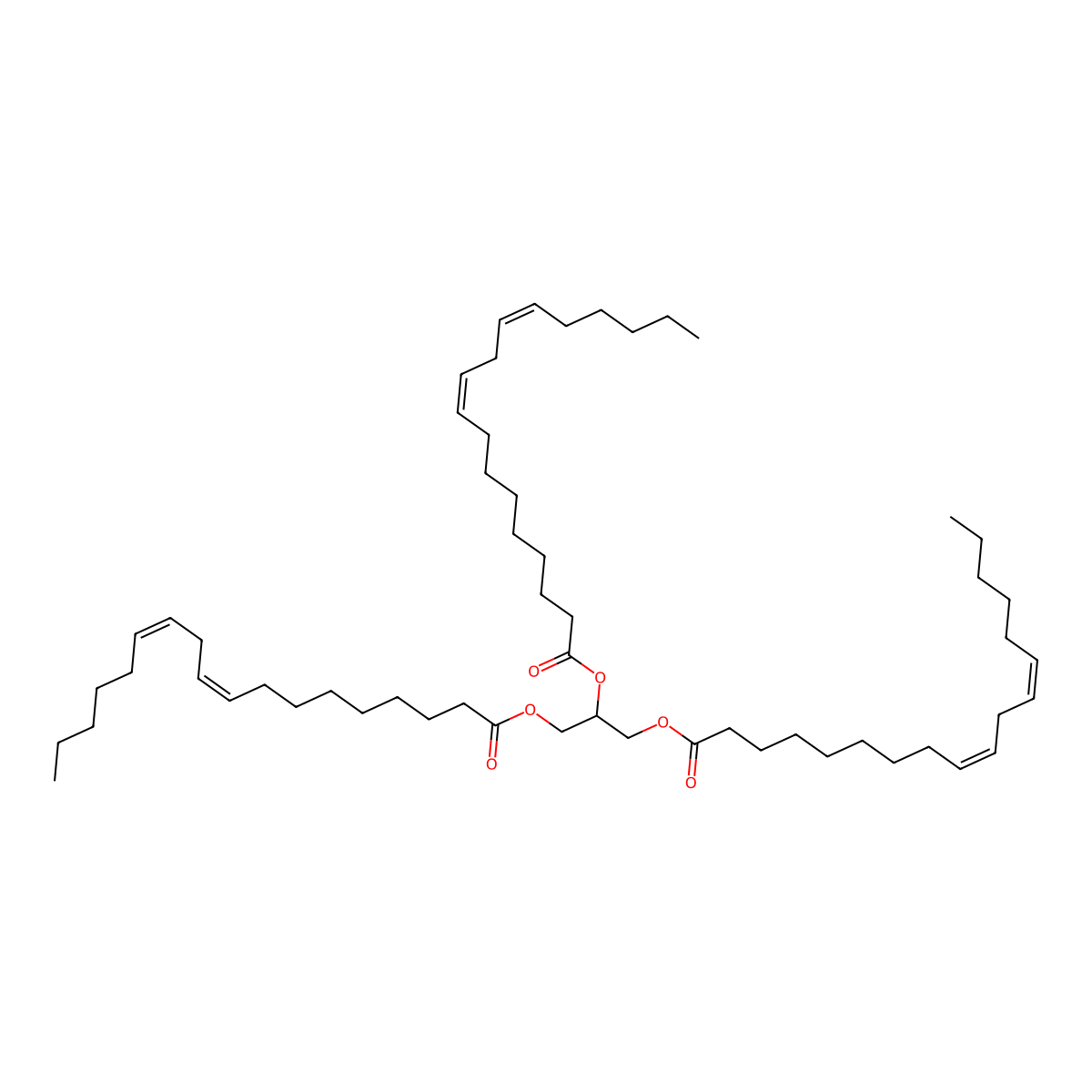Trilinolein molecular structure, CAS 537-40-6