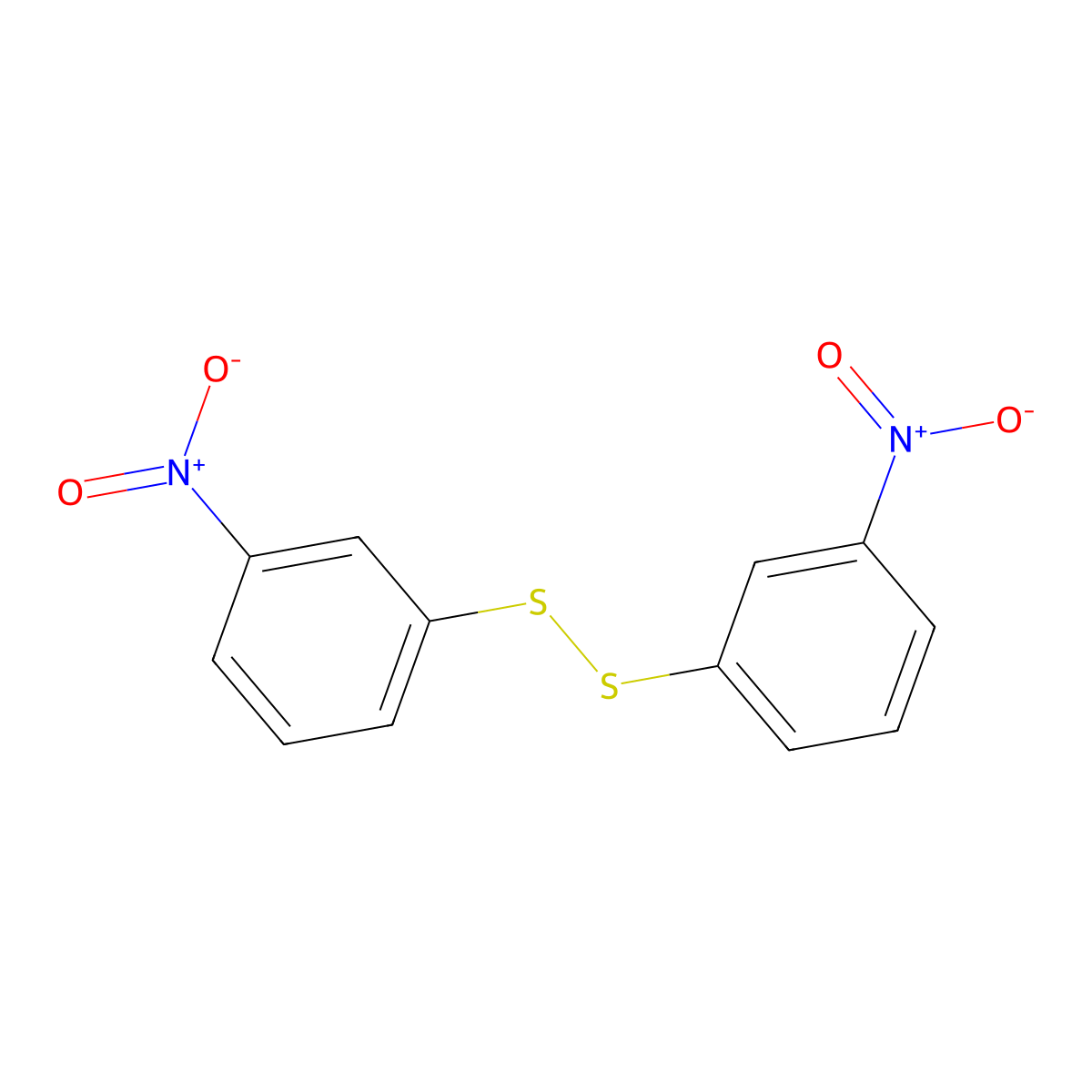 Bis(3-nitrophenyl) disulfide molecular structure, CAS 537-91-7