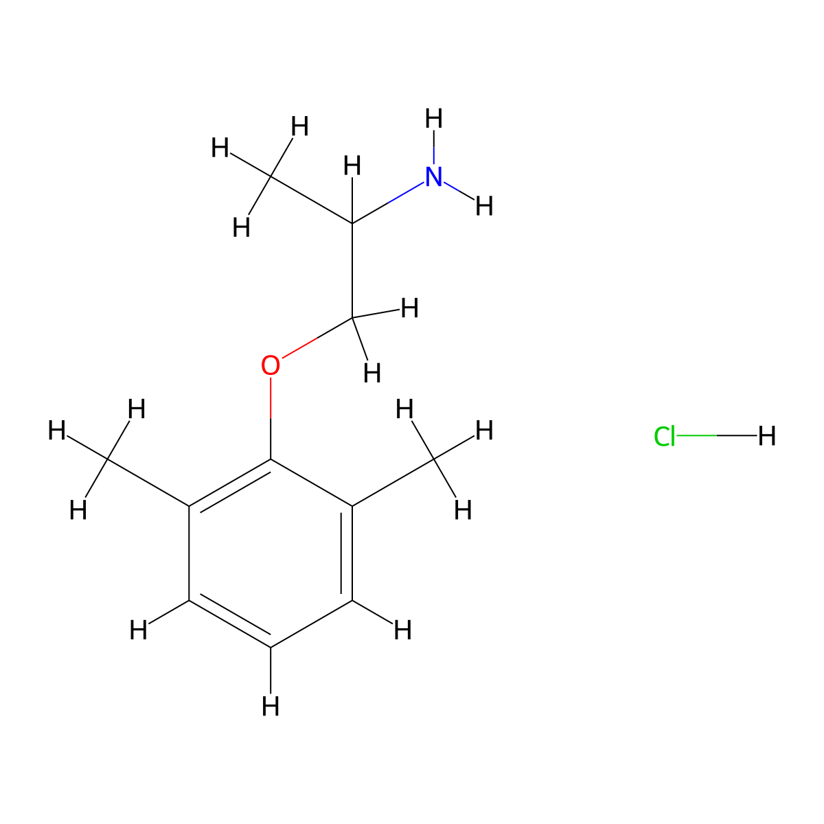 Mexiletine Hydrochloride molecular structure, CAS 5370-01-4
