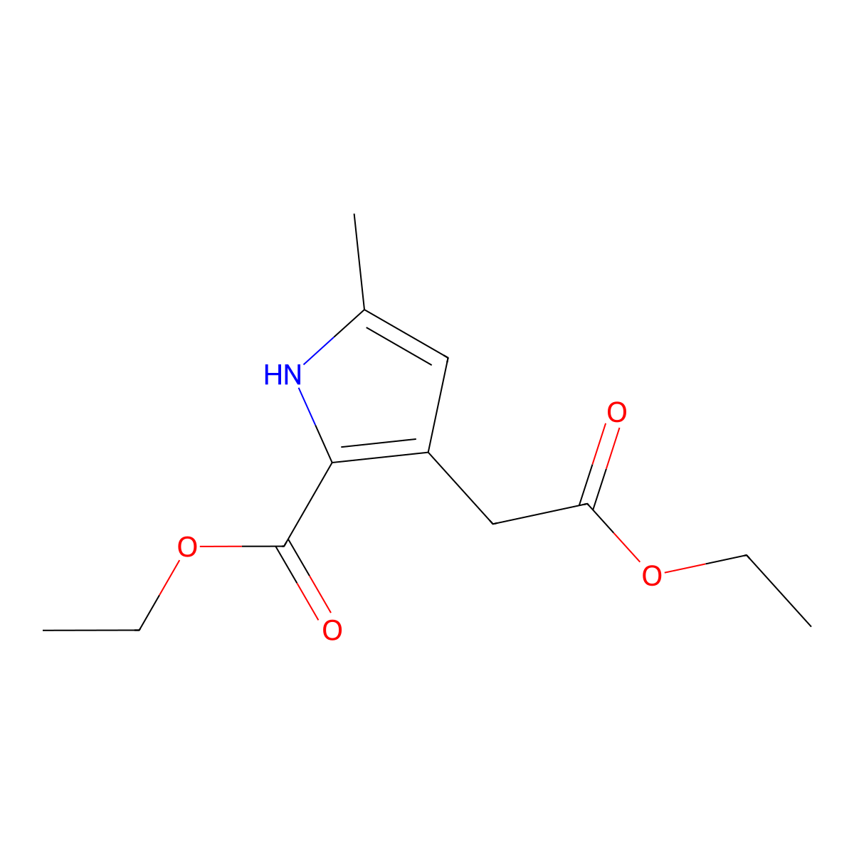 ethyl 3-(2-ethoxy-2-oxoethyl)-5-methyl-1H-pyrrole-2-carboxylate molecular structure, CAS 53700-88-2