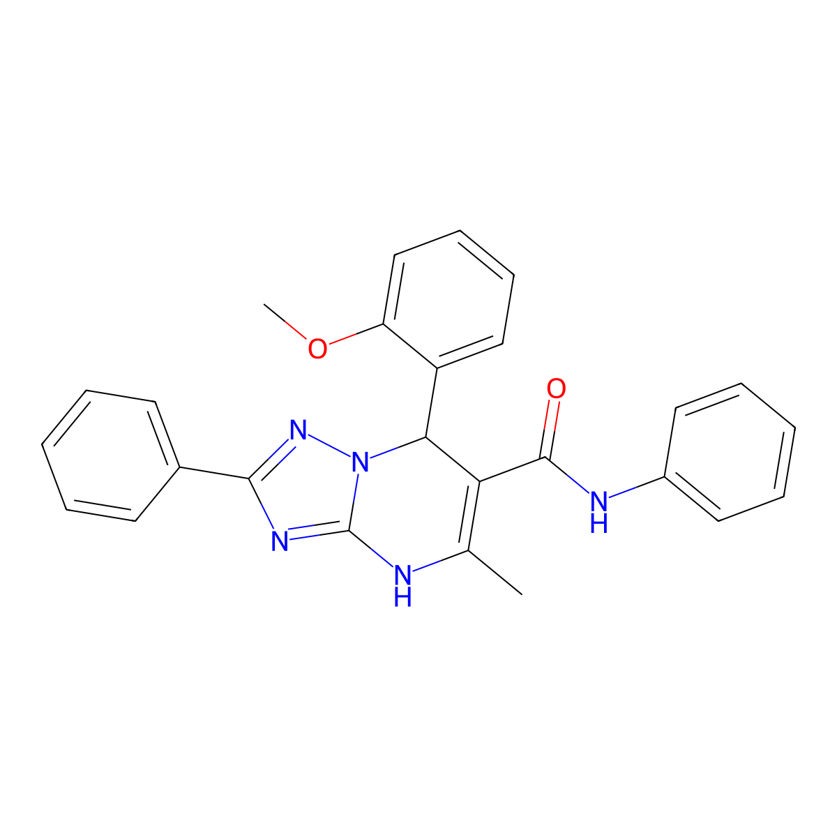 7-(2-methoxyphenyl)-5-methyl-N,2-diphenyl-4,7-dihydro-[1,2,4]triazolo[1,5-a]pyrimidine-6-carboxamide molecular structure, CAS 537000-69-4