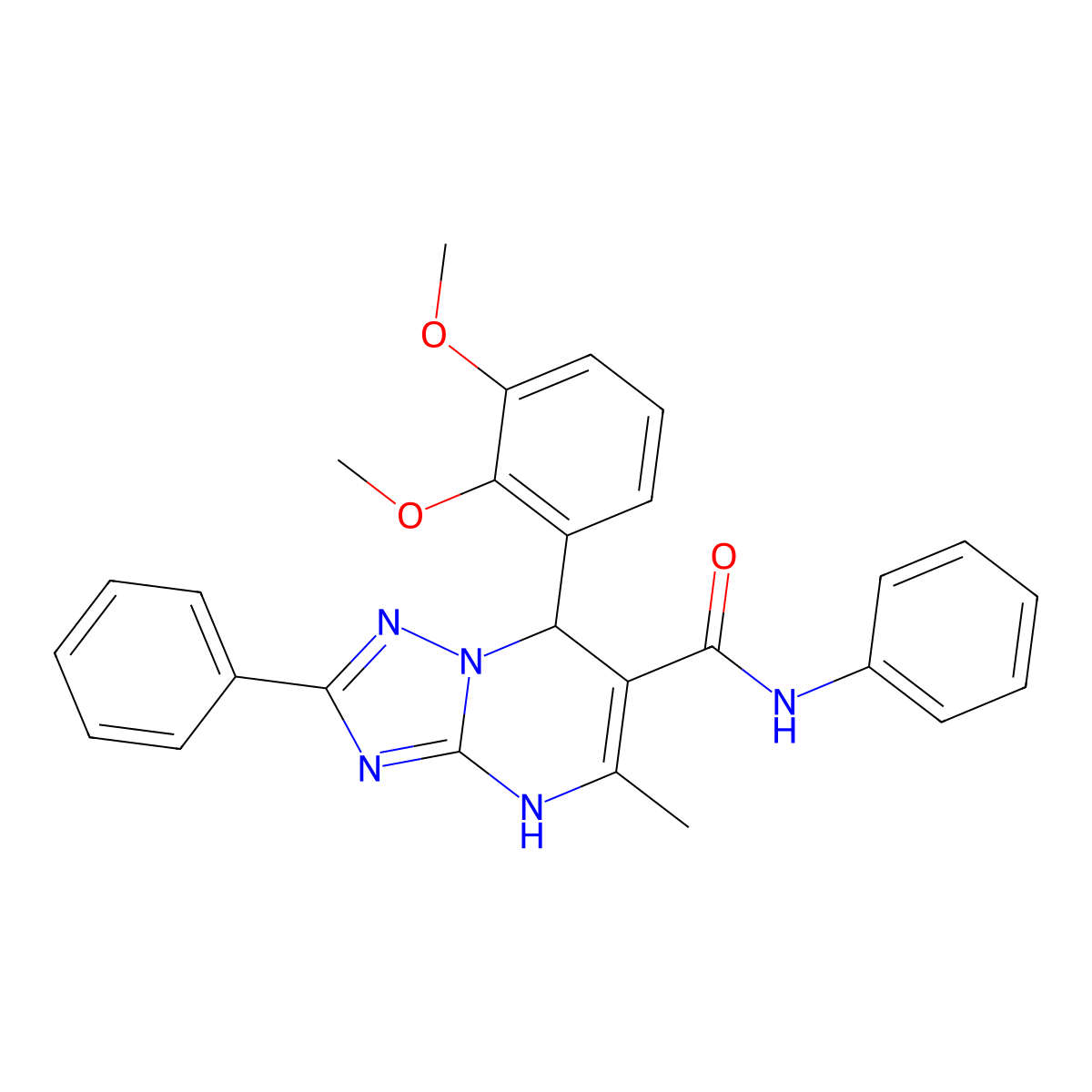 7-(2,3-dimethoxyphenyl)-5-methyl-N,2-diphenyl-4,7-dihydro-[1,2,4]triazolo[1,5-a]pyrimidine-6-carboxamide molecular structure, CAS 537000-71-8