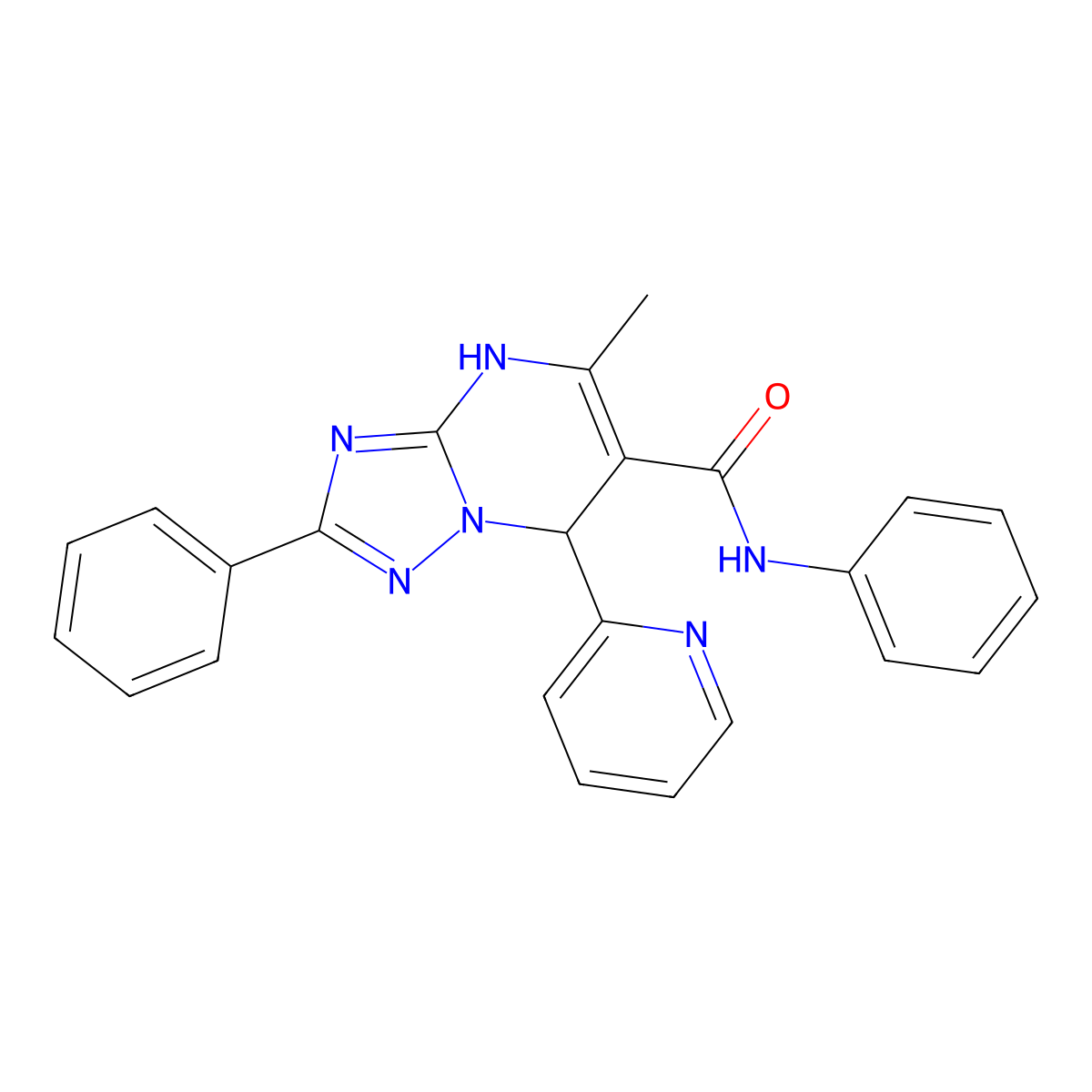5-methyl-N,2-diphenyl-7-(pyridin-2-yl)-4,7-dihydro-[1,2,4]triazolo[1,5-a]pyrimidine-6-carboxamide molecular structure, CAS 537000-74-1