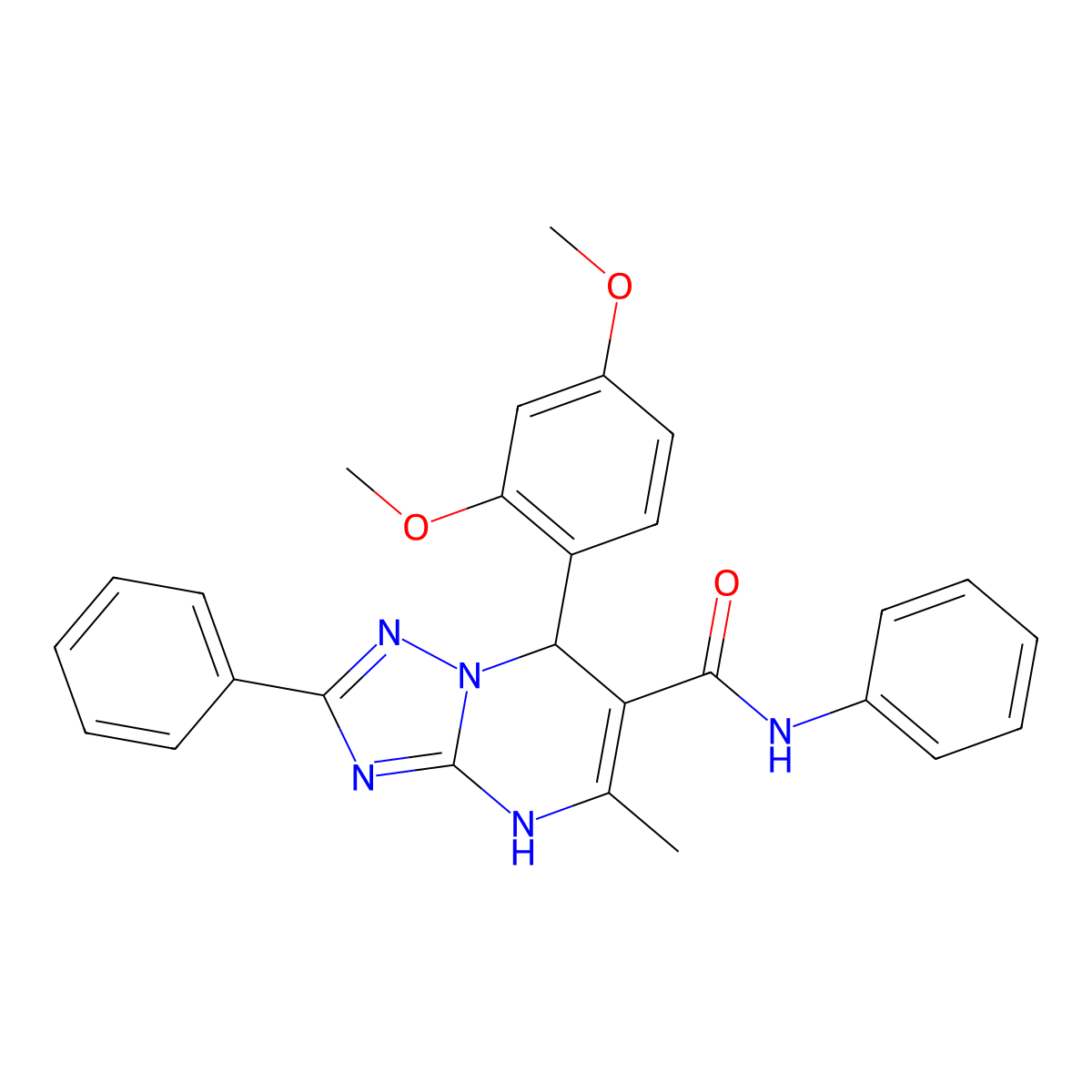 7-(2,4-dimethoxyphenyl)-5-methyl-N,2-diphenyl-4,7-dihydro-[1,2,4]triazolo[1,5-a]pyrimidine-6-carboxamide molecular structure, CAS 537000-78-5