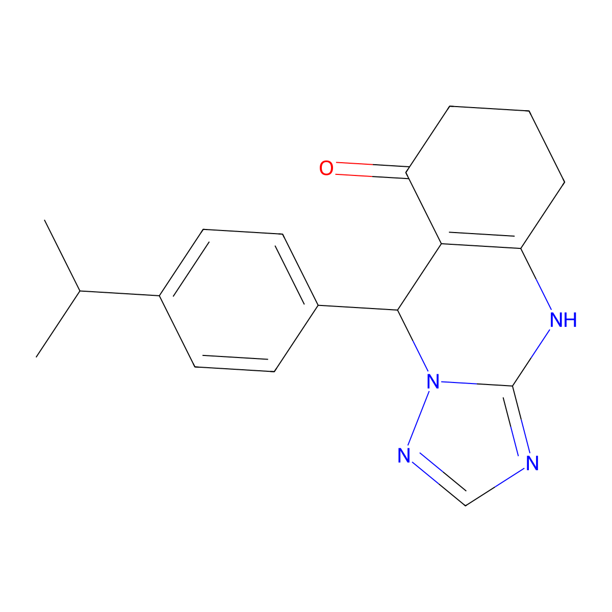9-(4-isopropylphenyl)-5,6,7,9-tetrahydro-[1,2,4]triazolo[5,1-b]quinazolin-8(4H)-one molecular structure, CAS 537001-93-7