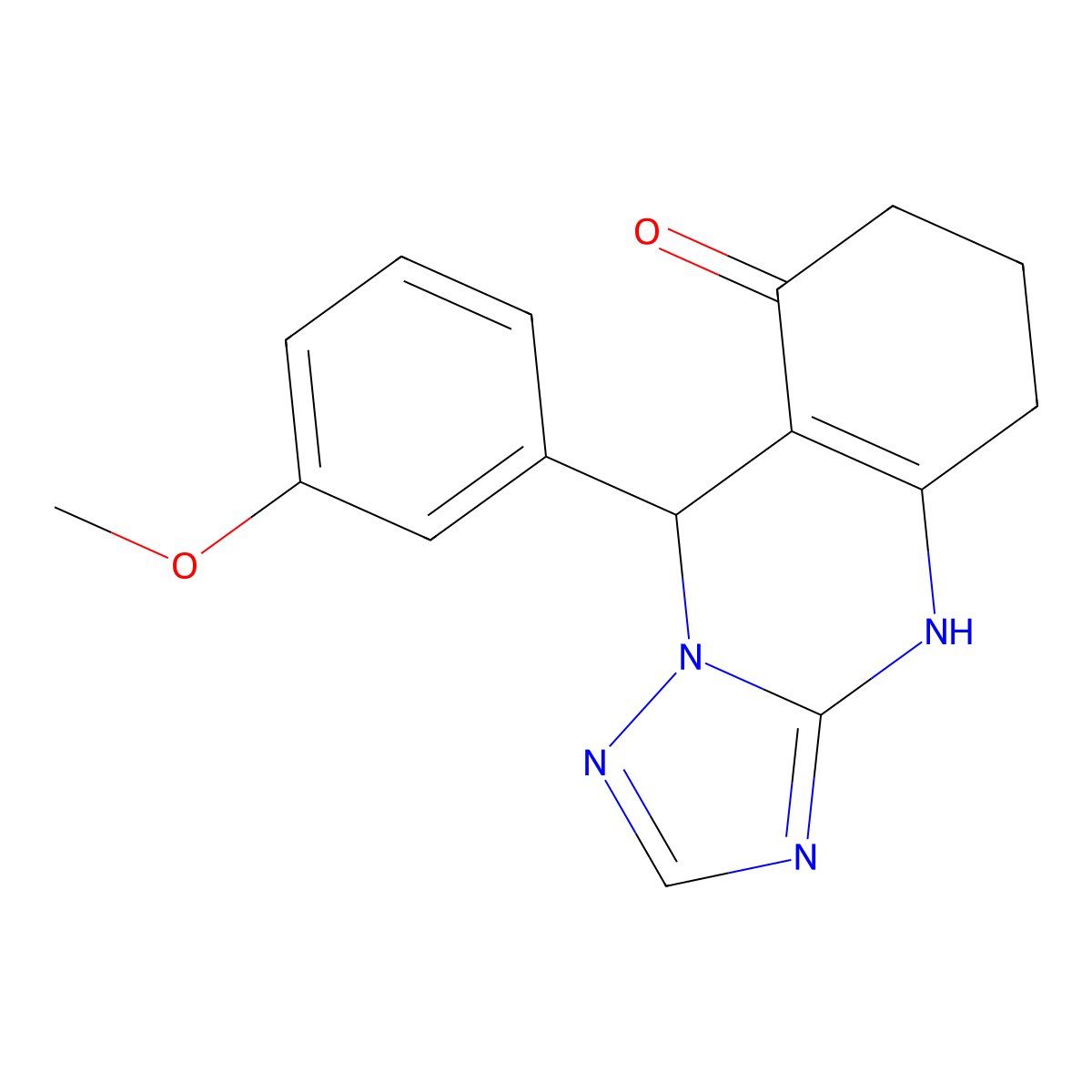 9-(3-methoxyphenyl)-5,6,7,9-tetrahydro[1,2,4]triazolo[5,1-b]quinazolin-8(4H)-one molecular structure, CAS 537002-22-5