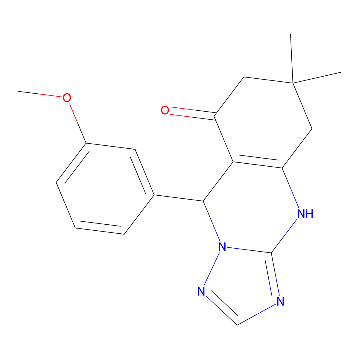9-(3-methoxyphenyl)-6,6-dimethyl-5,6,7,9-tetrahydro-[1,2,4]triazolo[5,1-b]quinazolin-8(4H)-one molecular structure, CAS 537002-23-6