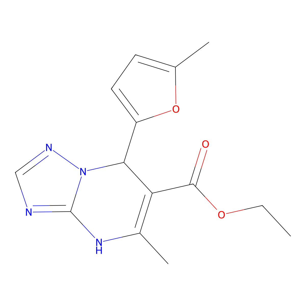 Ethyl 5-methyl-7-(5-methylfuran-2-yl)-4,7-dihydro-[1,2,4]triazolo[1,5-a]pyrimidine-6-carboxylate molecular structure, CAS 537002-43-0