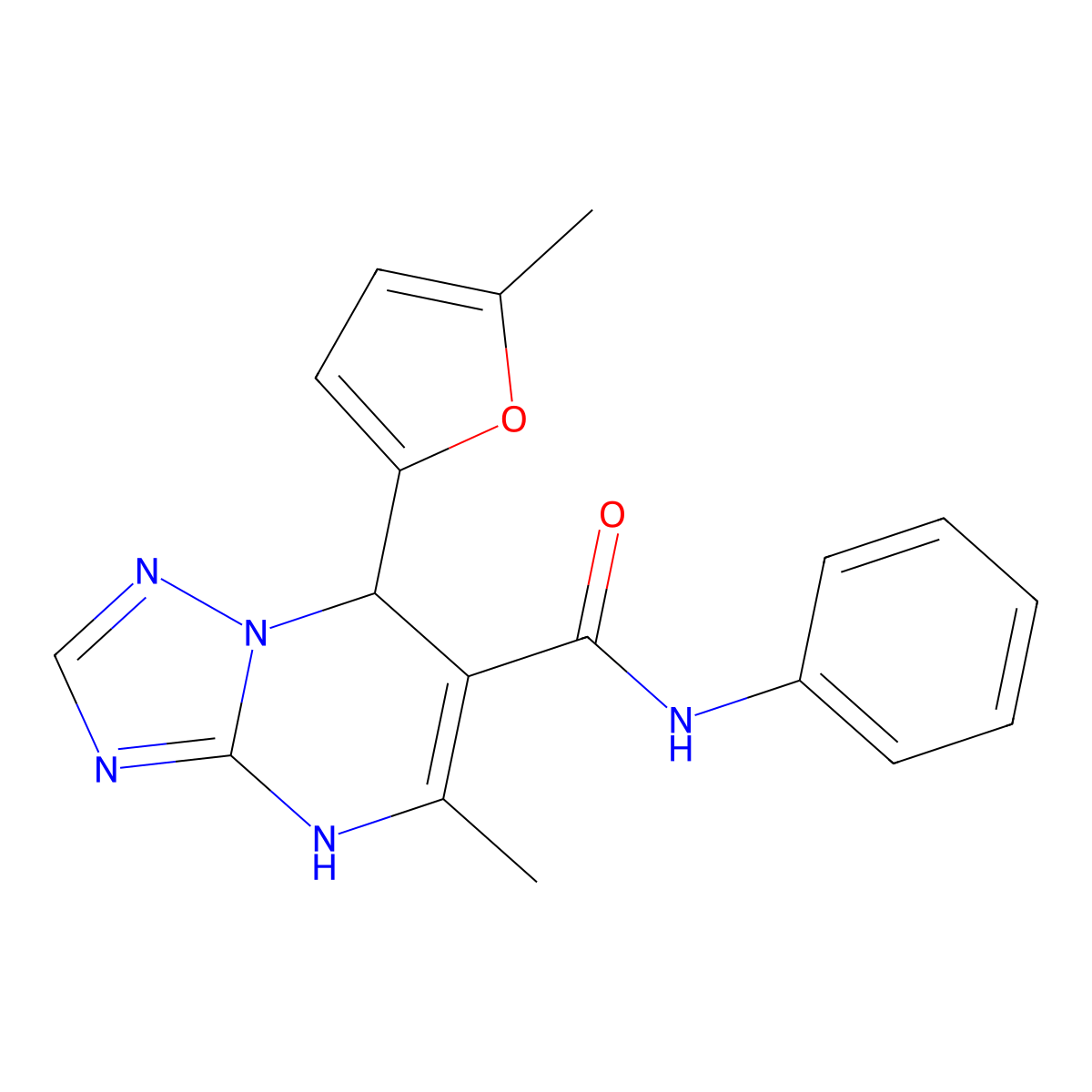 5-methyl-7-(5-methylfuran-2-yl)-N-phenyl-4,7-dihydro-[1,2,4]triazolo[1,5-a]pyrimidine-6-carboxamide molecular structure, CAS 537002-45-2