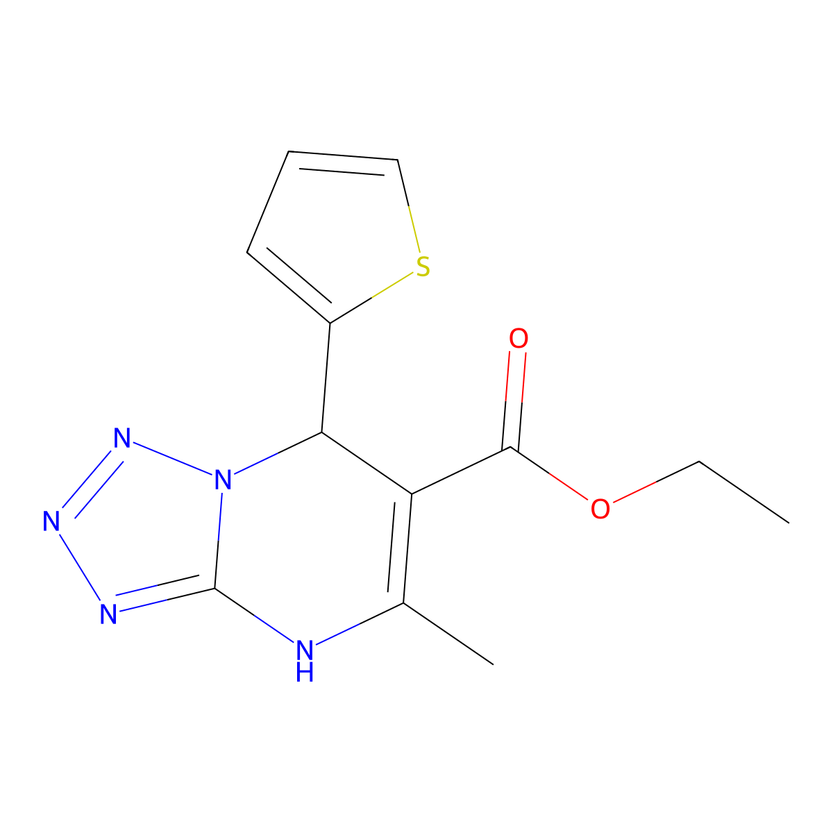 Ethyl 5-methyl-7-(2-thienyl)-4,7-dihydrotetrazolo[1,5-a]pyrimidine-6-carboxylate molecular structure, CAS 537002-58-7