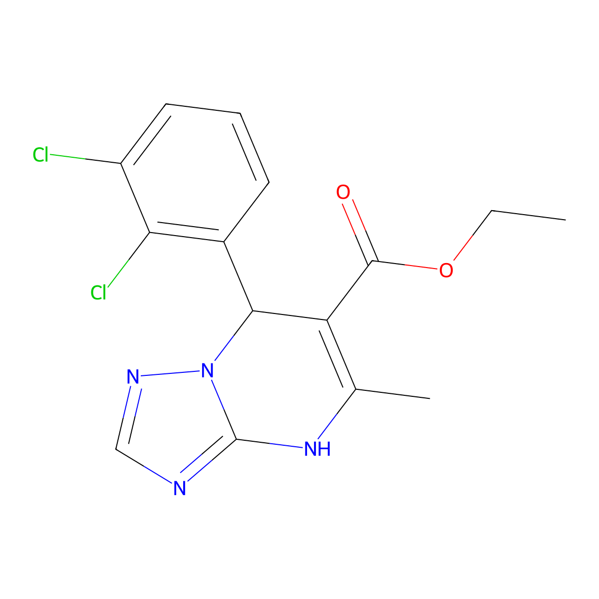 Ethyl 7-(2,3-dichlorophenyl)-5-methyl-4,7-dihydro[1,2,4]triazolo[1,5-a]pyrimidine-6-carboxylate molecular structure, CAS 537002-87-2