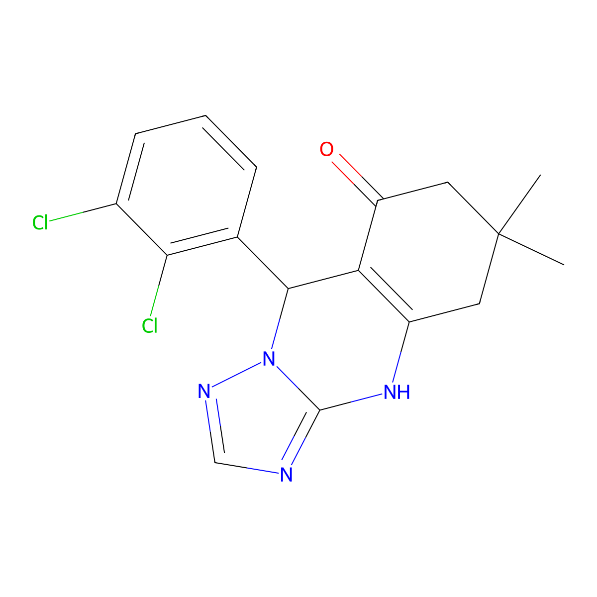 9-(2,3-dichlorophenyl)-6,6-dimethyl-5,6,7,9-tetrahydro[1,2,4]triazolo[5,1-b]quinazolin-8(4H)-one molecular structure, CAS 537002-96-3