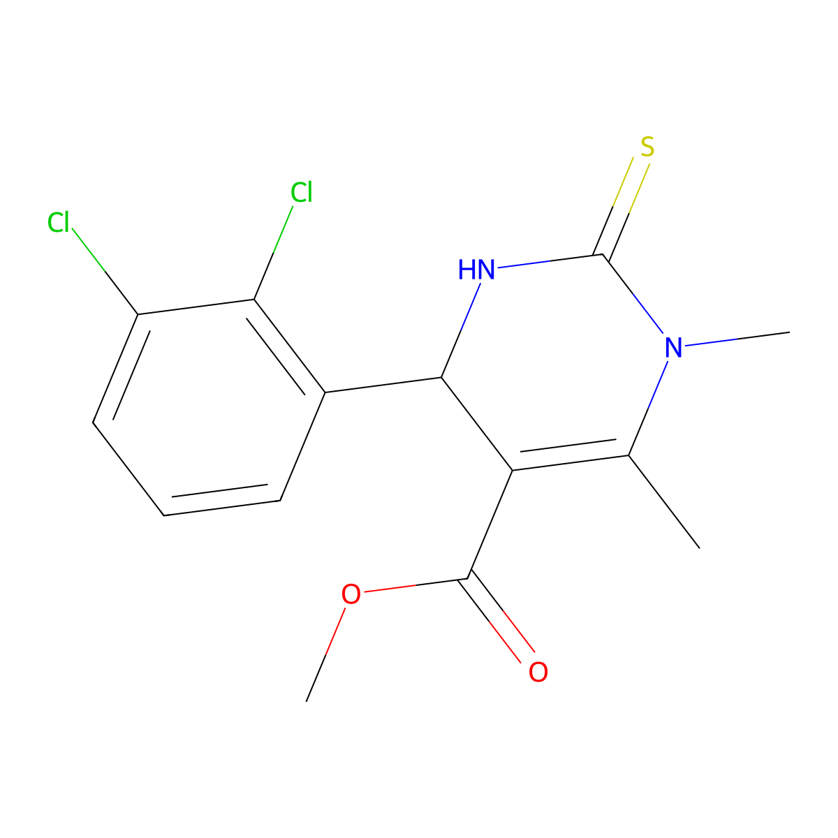 Methyl 6-(2,3-dichlorophenyl)-3,4-dimethyl-2-sulfanylidene-1,6-dihydropyrimidine-5-carboxylate molecular structure, CAS 537002-99-6