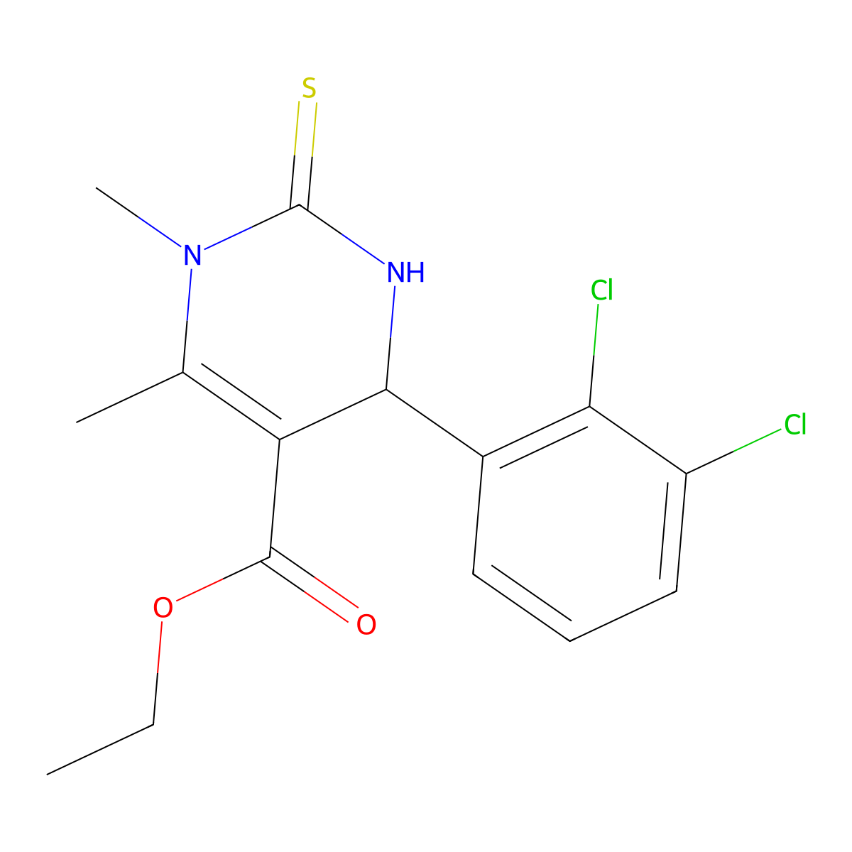 Ethyl 4-(2,3-dichlorophenyl)-1,6-dimethyl-2-thioxo-1,2,3,4-tetrahydro-5-pyrimidinecarboxylate molecular structure, CAS 537003-00-2