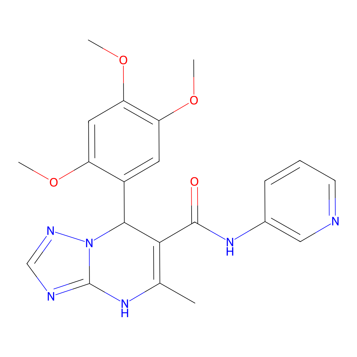5-methyl-N-(pyridin-3-yl)-7-(2,4,5-trimethoxyphenyl)-4,7-dihydro-[1,2,4]triazolo[1,5-a]pyrimidine-6-carboxamide molecular structure, CAS 537003-42-2