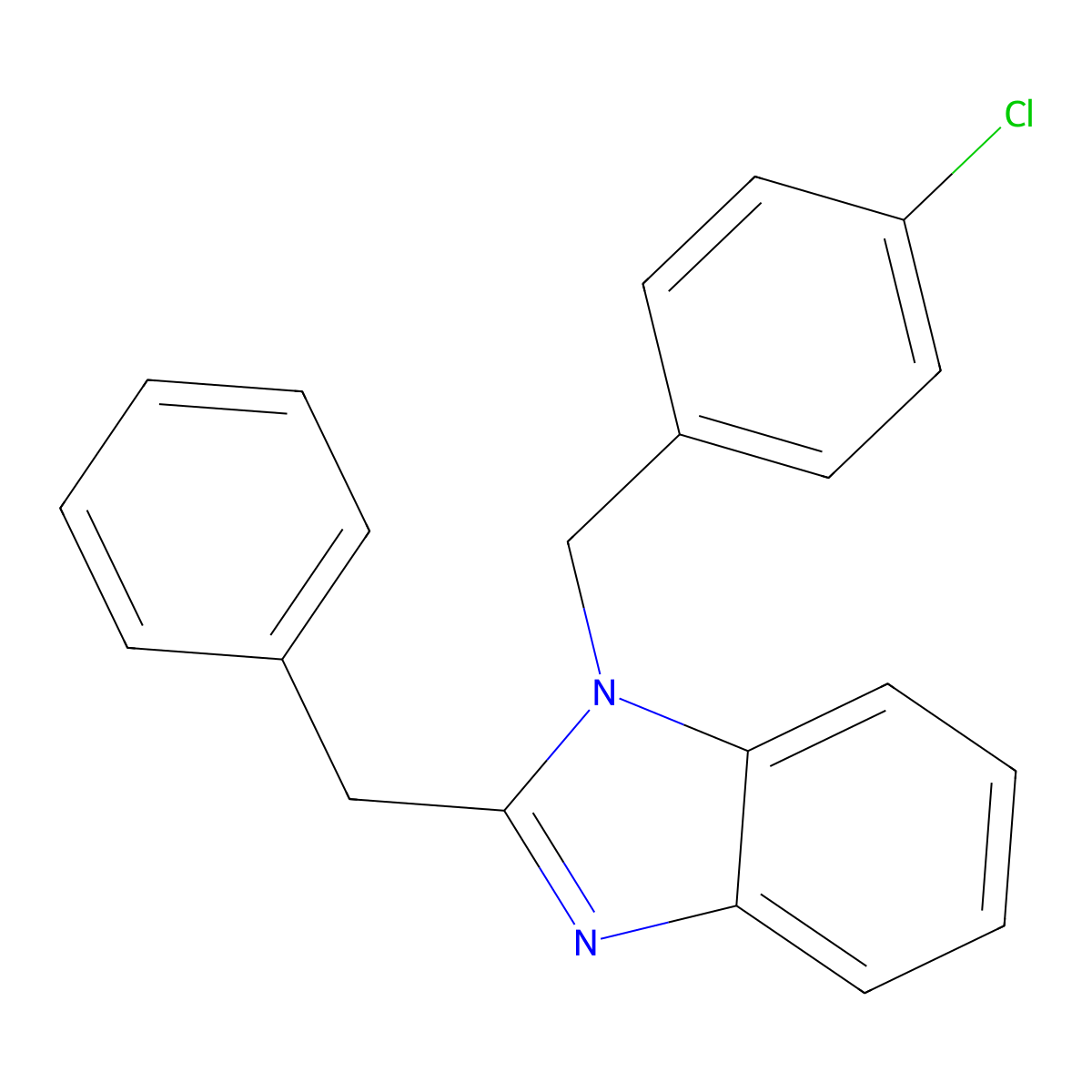2-benzyl-1-(4-chlorobenzyl)-1H-benzimidazole molecular structure, CAS 537009-12-4