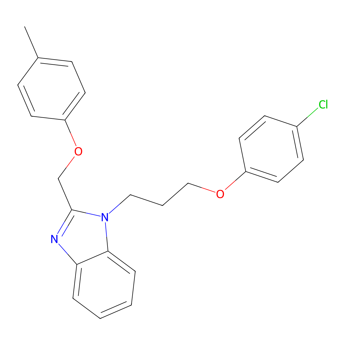 1-(3-(4-chlorophenoxy)propyl)-2-((p-tolyloxy)methyl)-1H-benzo[d]imidazole molecular structure, CAS 537009-21-5