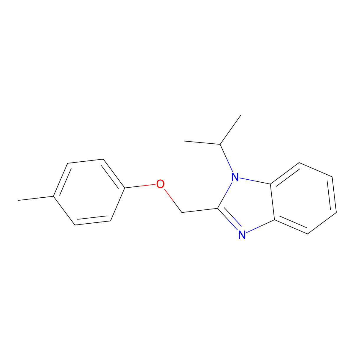 1-isopropyl-2-((p-tolyloxy)methyl)-1H-benzo[d]imidazole molecular structure, CAS 537009-25-9