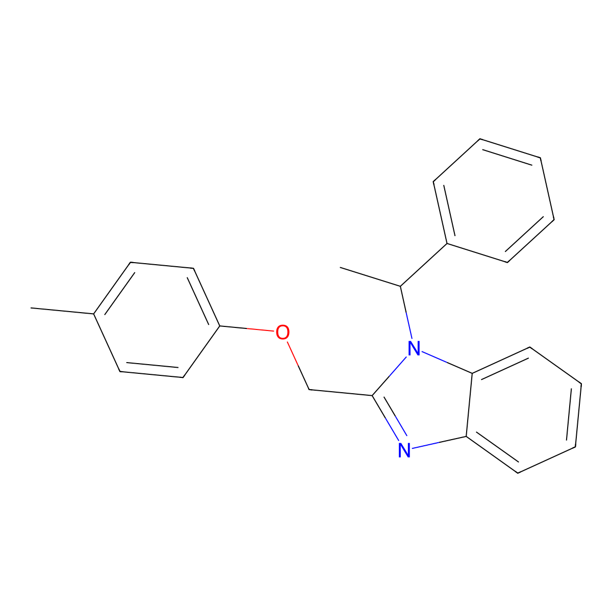 2-[(4-Methylphenoxy)methyl]-1-(1-phenylethyl)benzimidazole molecular structure, CAS 537009-26-0