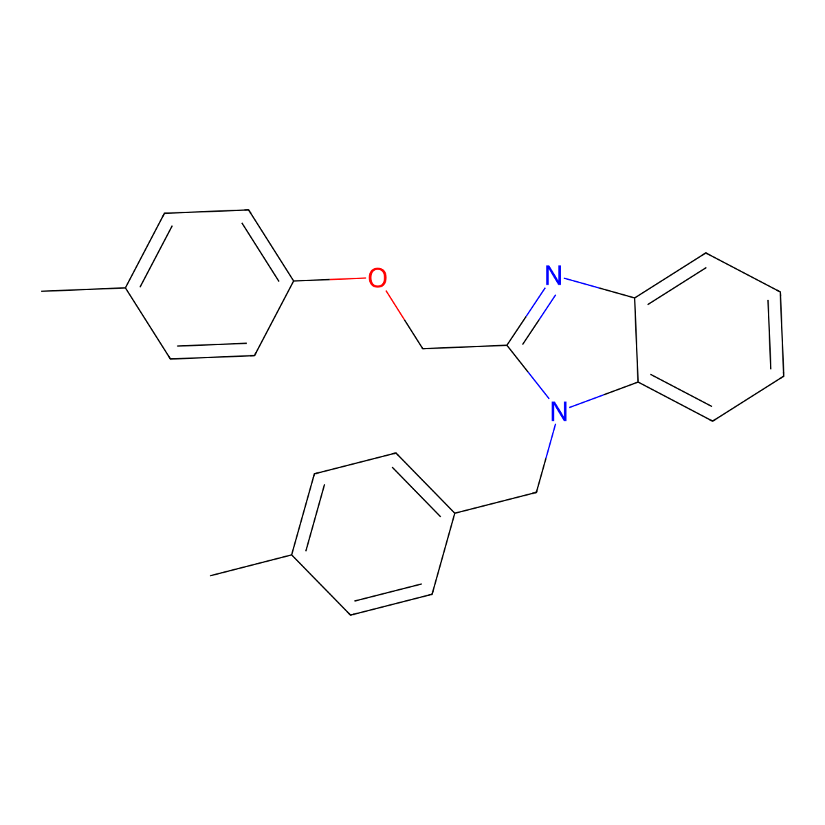 1-(4-methylbenzyl)-2-((p-tolyloxy)methyl)-1H-benzo[d]imidazole molecular structure, CAS 537009-30-6