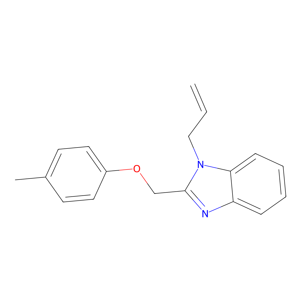 2-[(4-methylphenoxy)methyl]-1-(prop-2-en-1-yl)-1H-1,3-benzodiazole molecular structure, CAS 537009-33-9