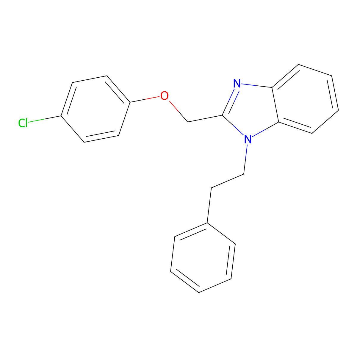 2-((4-chlorophenoxy)methyl)-1-phenethyl-1H-benzo[d]imidazole molecular structure, CAS 537009-42-0