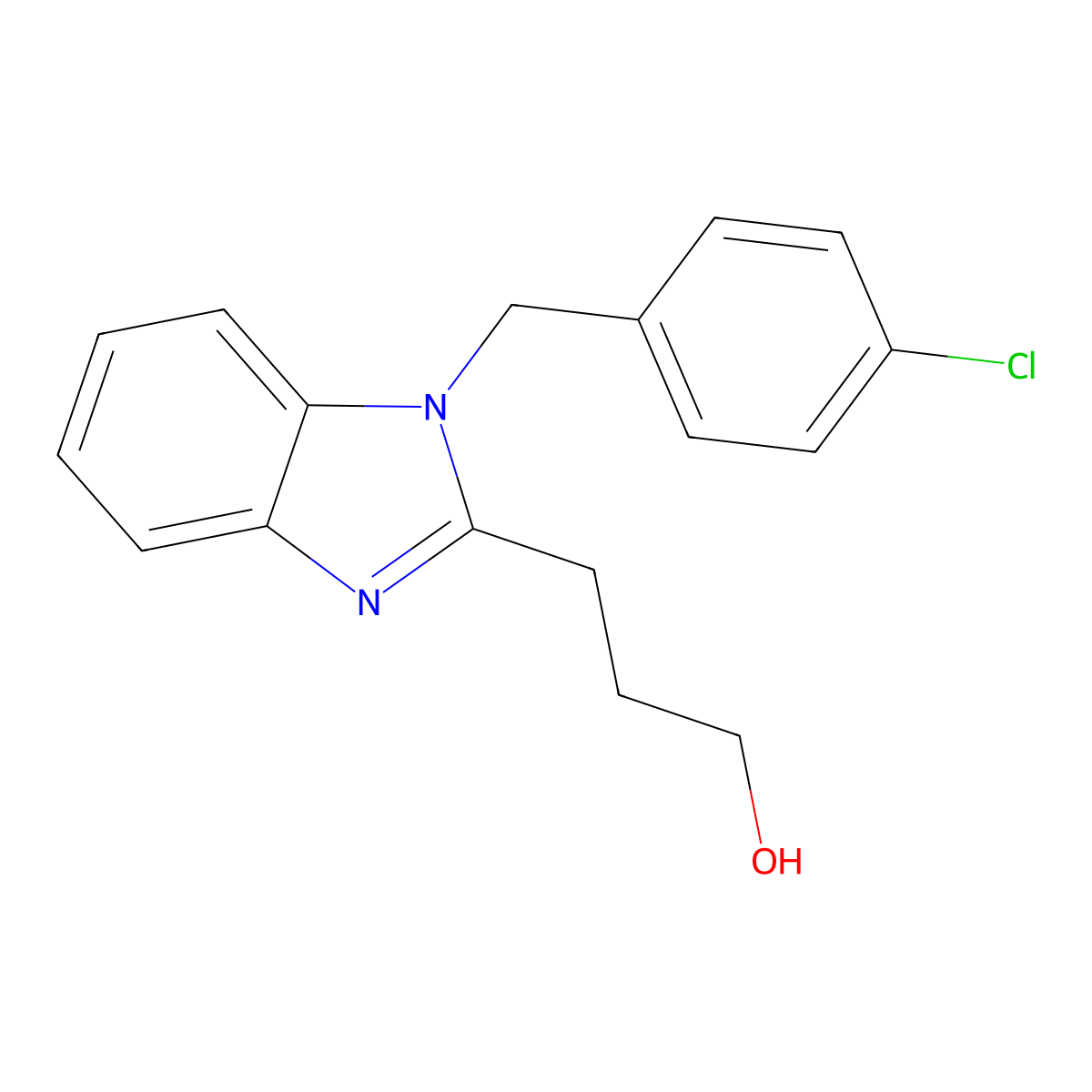 3-[1-[(4-Chlorophenyl)methyl]benzimidazol-2-yl]propan-1-ol molecular structure, CAS 537009-72-6